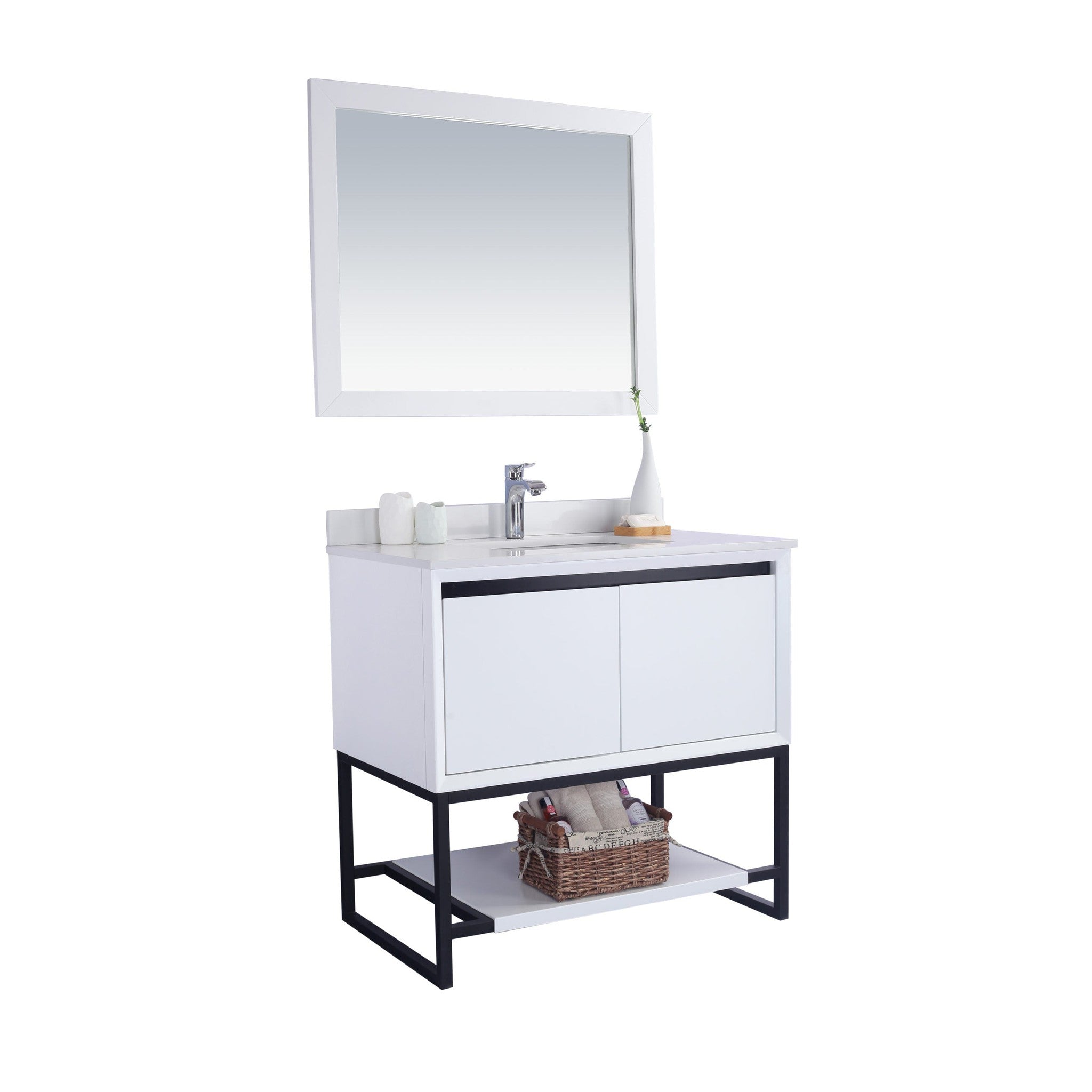 Alto 36" White Bathroom Vanity with White Quartz Countertop