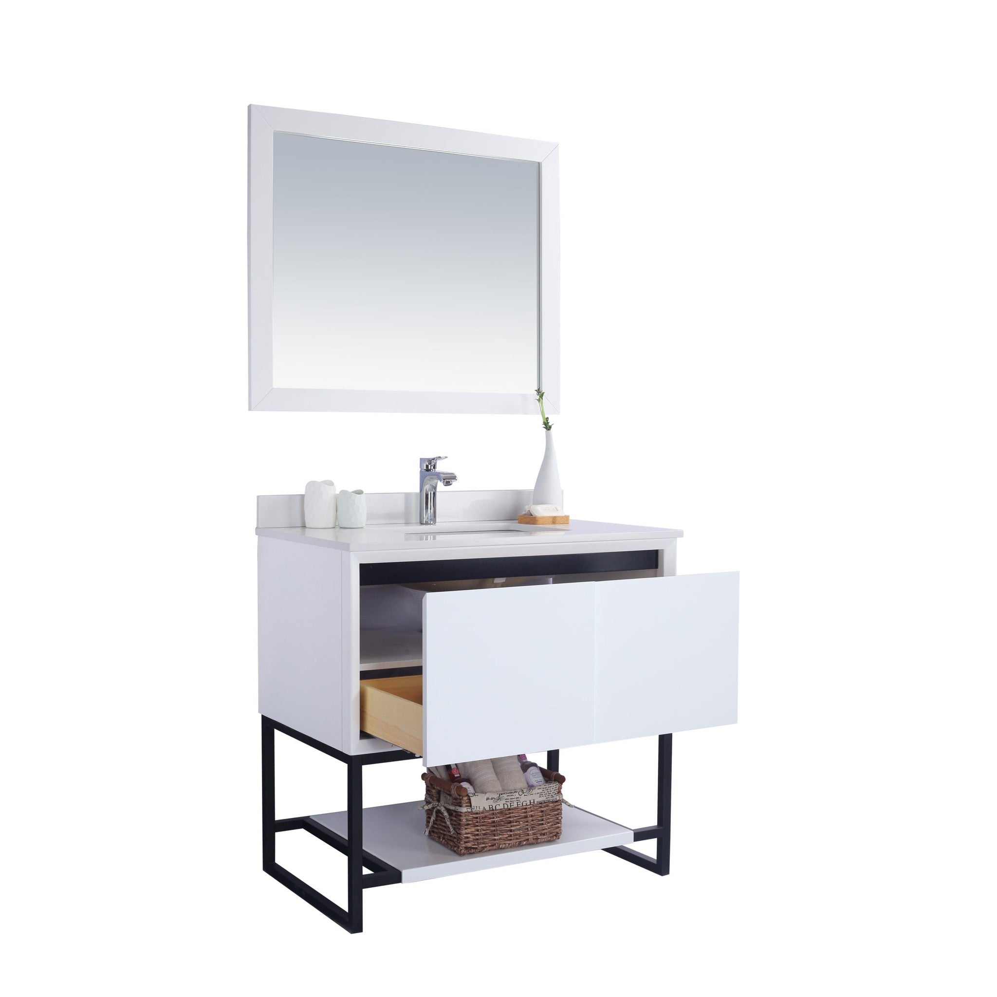 Alto 36" White Bathroom Vanity with White Quartz Countertop