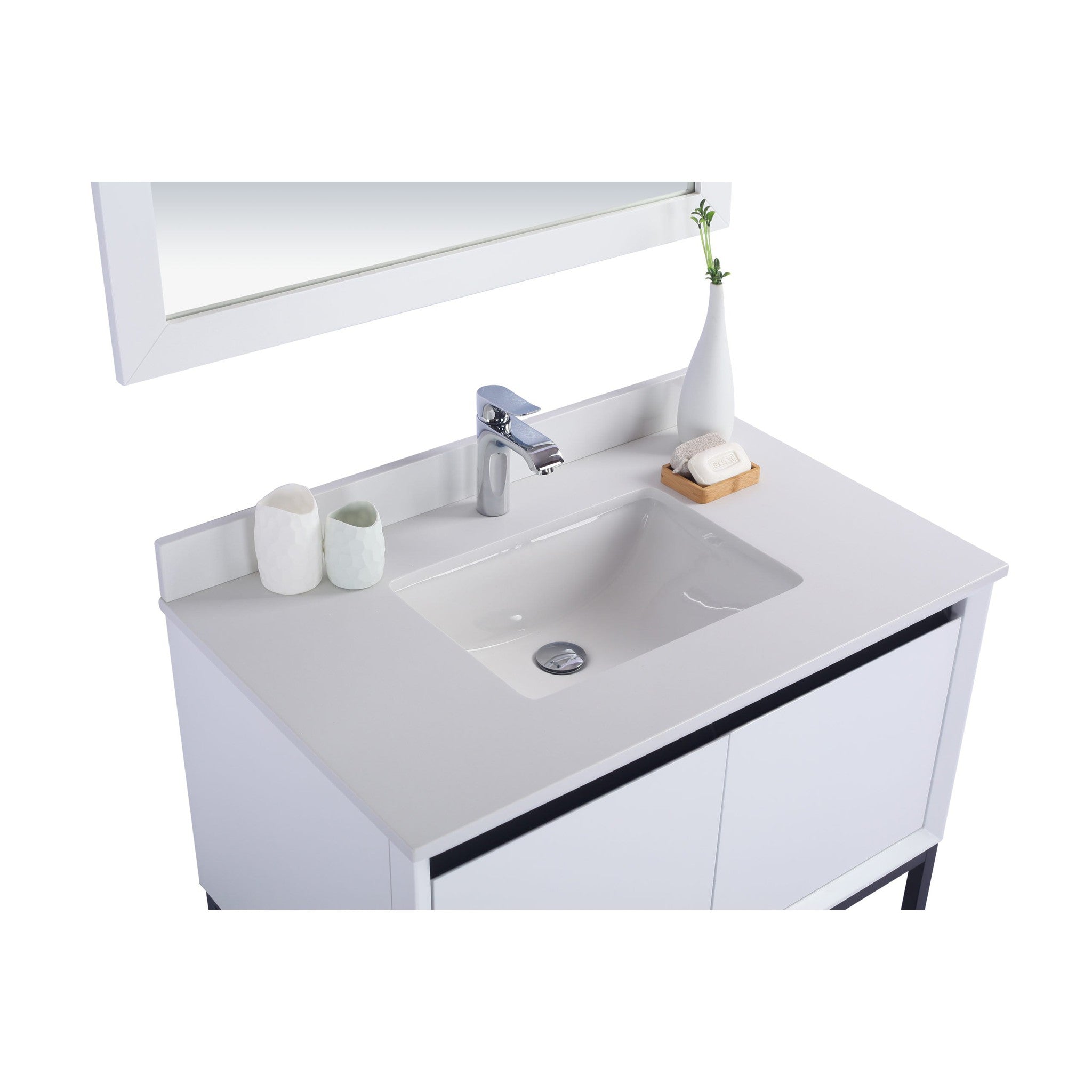 Alto 36" White Bathroom Vanity with White Quartz Countertop