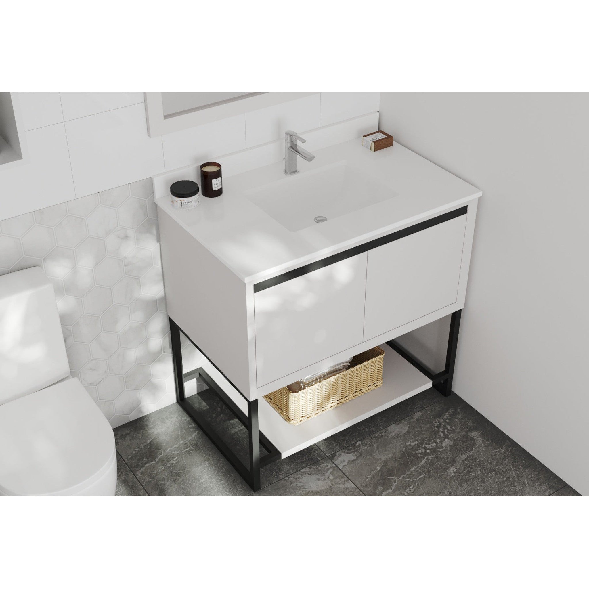 Alto 36" White Bathroom Vanity with White Quartz Countertop