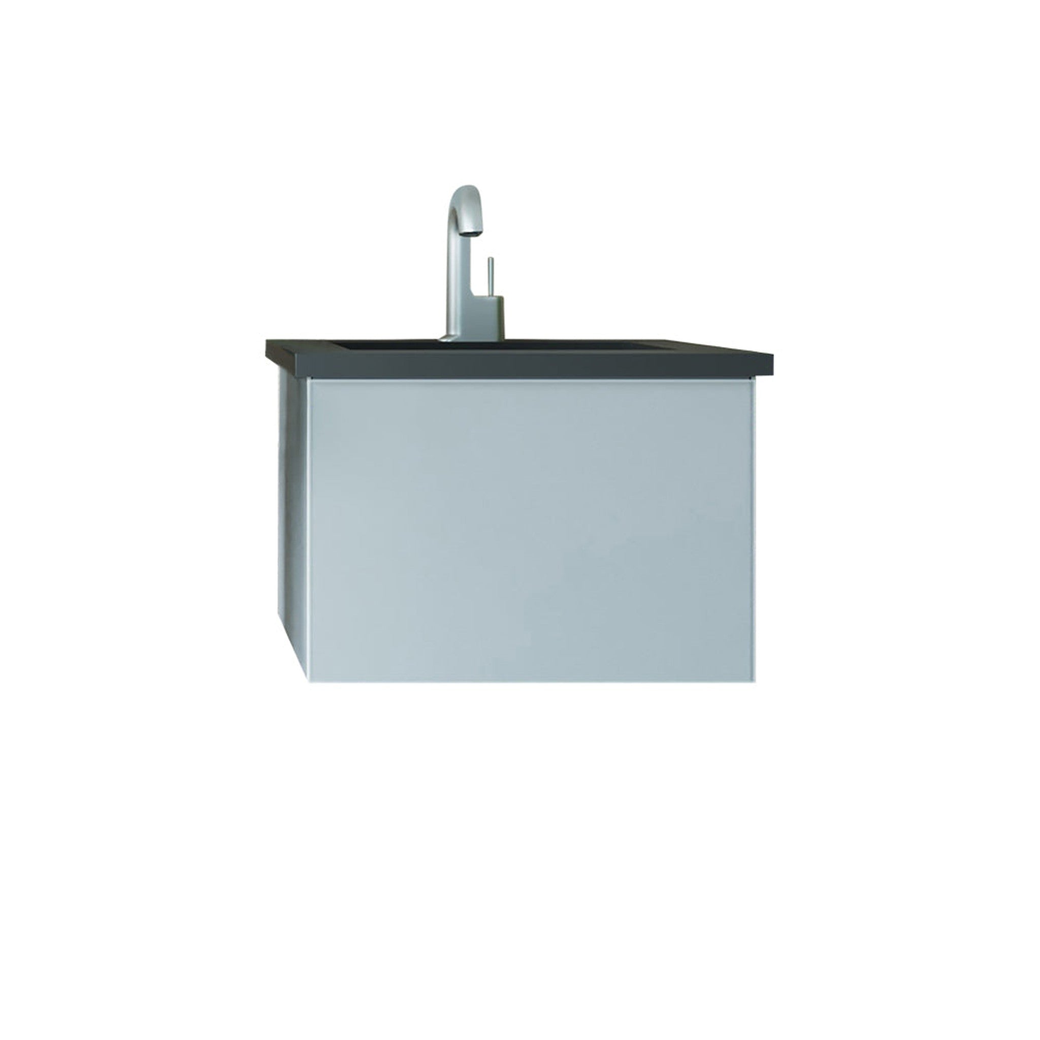 Vitri 24" Fossil Grey Bathroom Vanity with VIVA Stone Matte Black Solid Surface Countertop