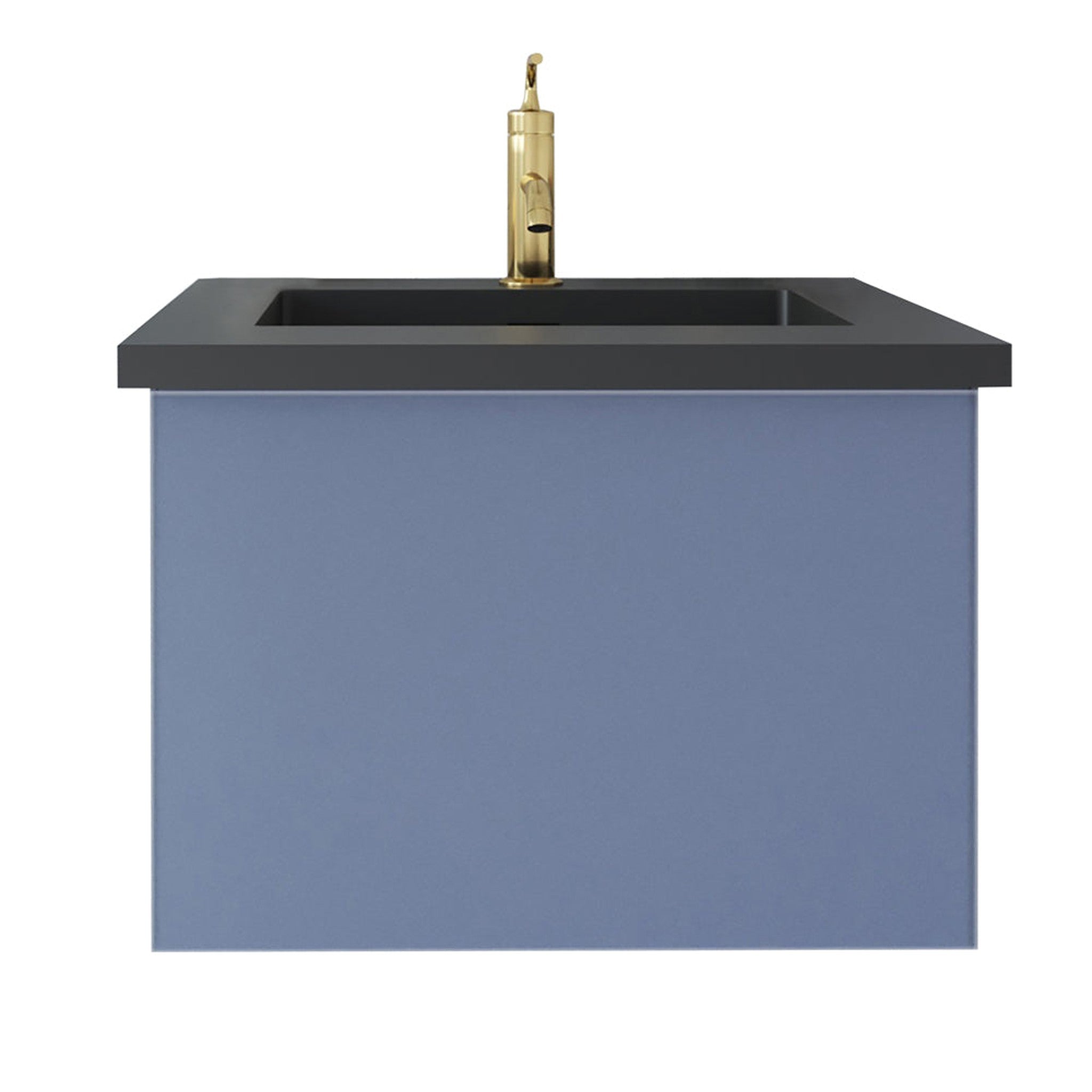 Vitri 24" Nautical Blue Bathroom Vanity with VIVA Stone Matte Black Solid Surface Countertop