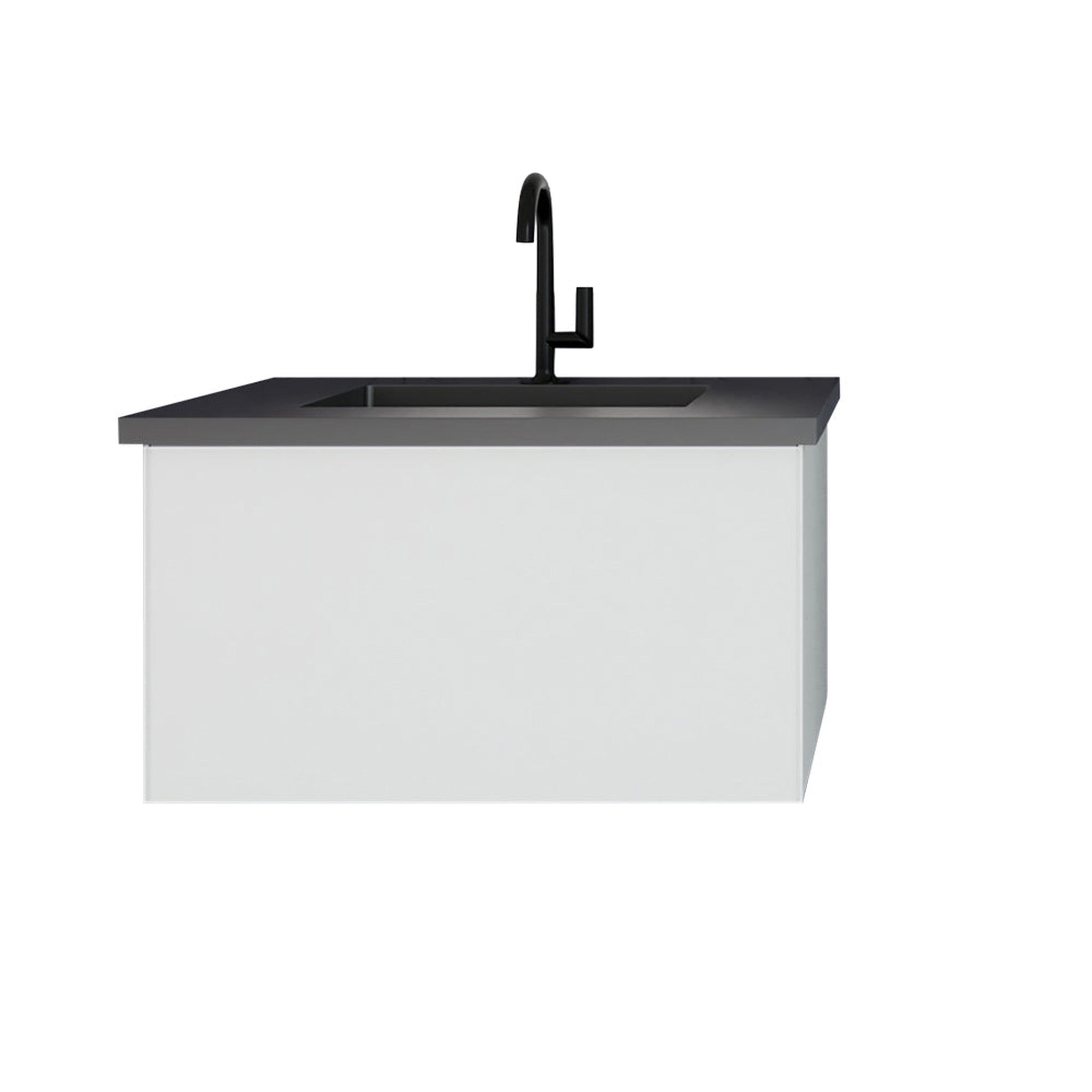 Vitri 30" Cloud White Bathroom Vanity with VIVA Stone Matte Black Solid Surface Countertop