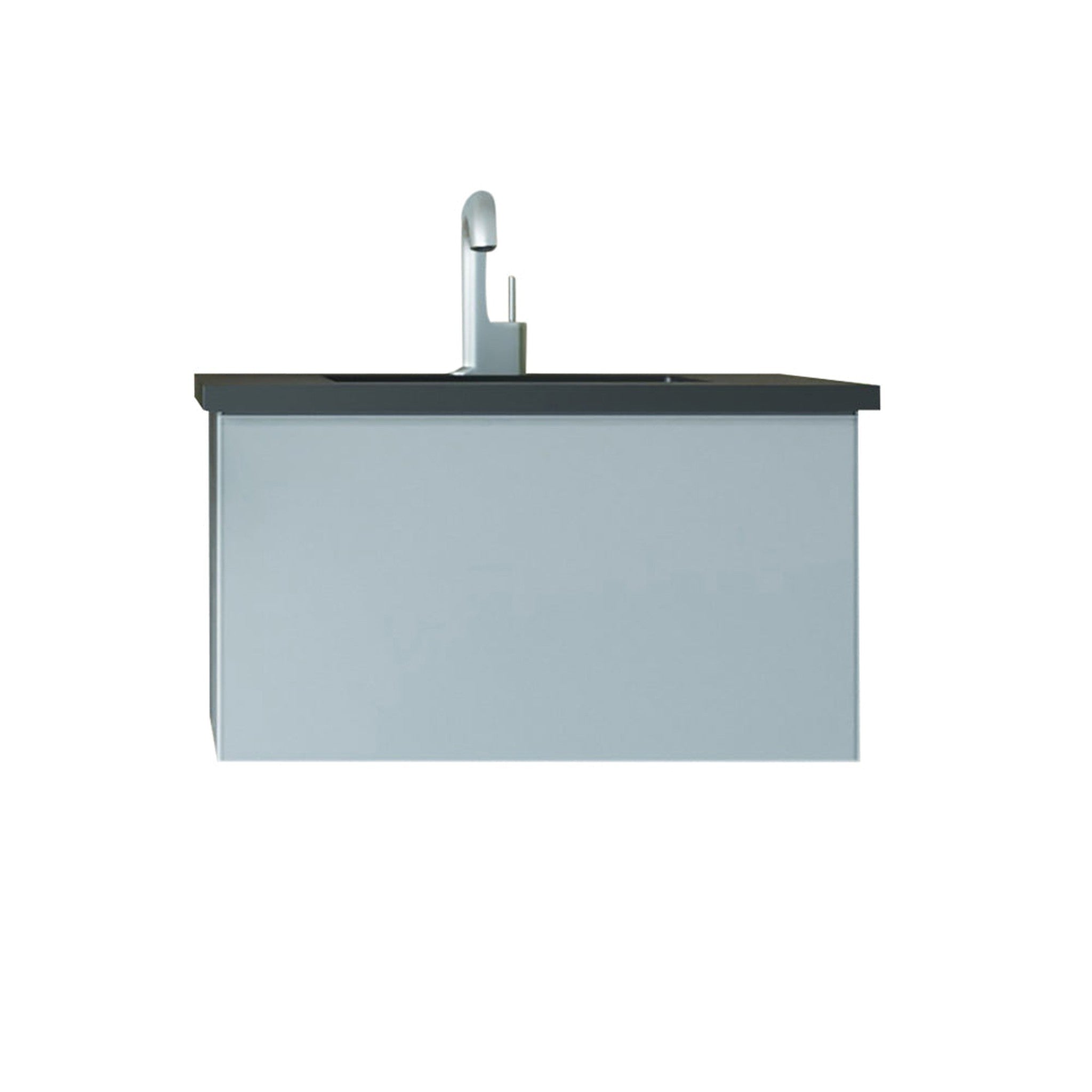 Vitri 30" Fossil Grey Bathroom Vanity with VIVA Stone Matte Black Solid Surface Countertop