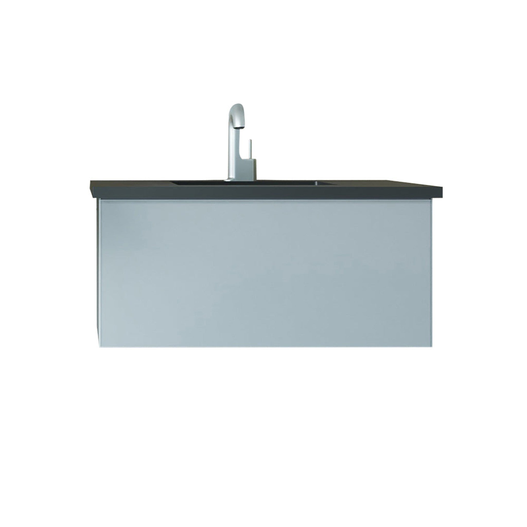 Vitri 36" Fossil Grey Bathroom Vanity with VIVA Stone Matte Black Solid Surface Countertop