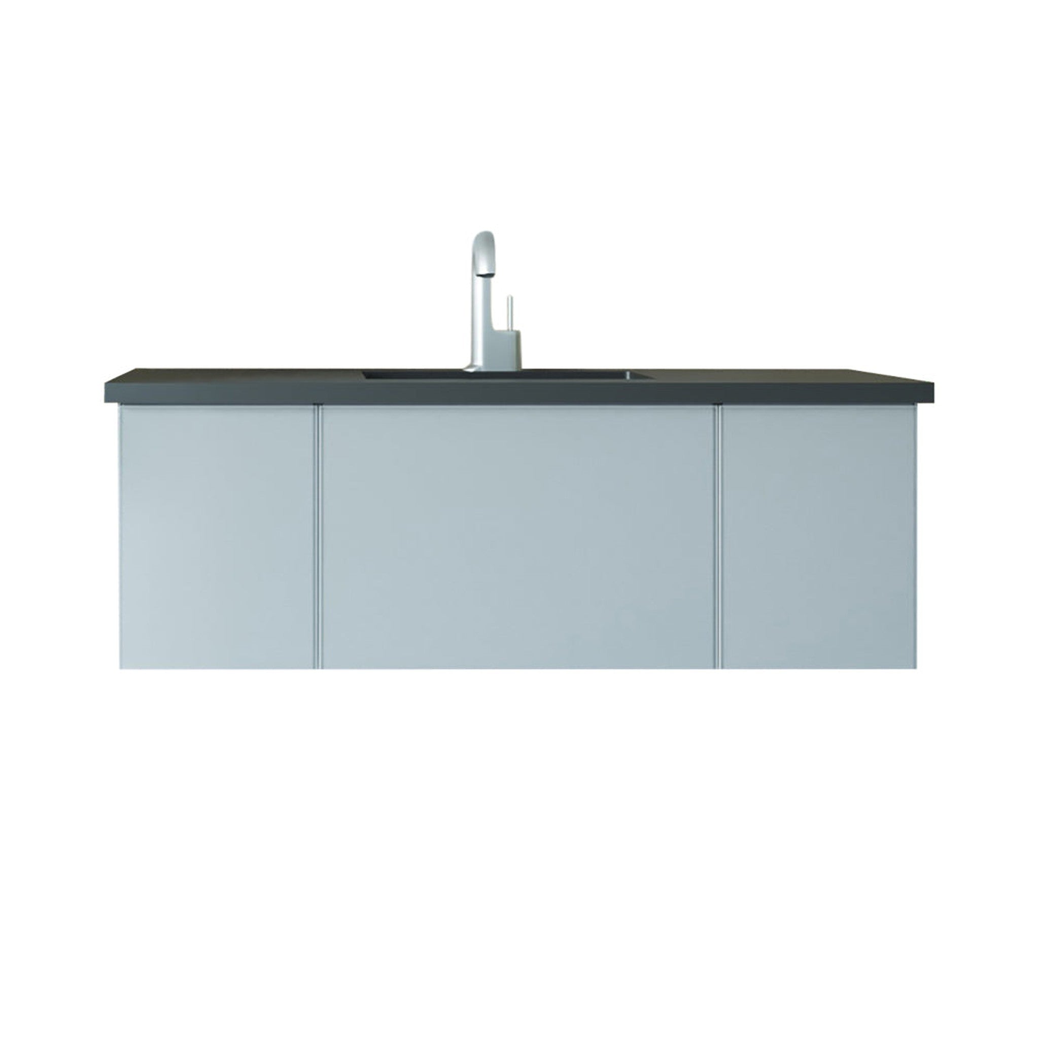 Vitri 48" Fossil Grey Bathroom Vanity with VIVA Stone Matte Black Solid Surface Countertop