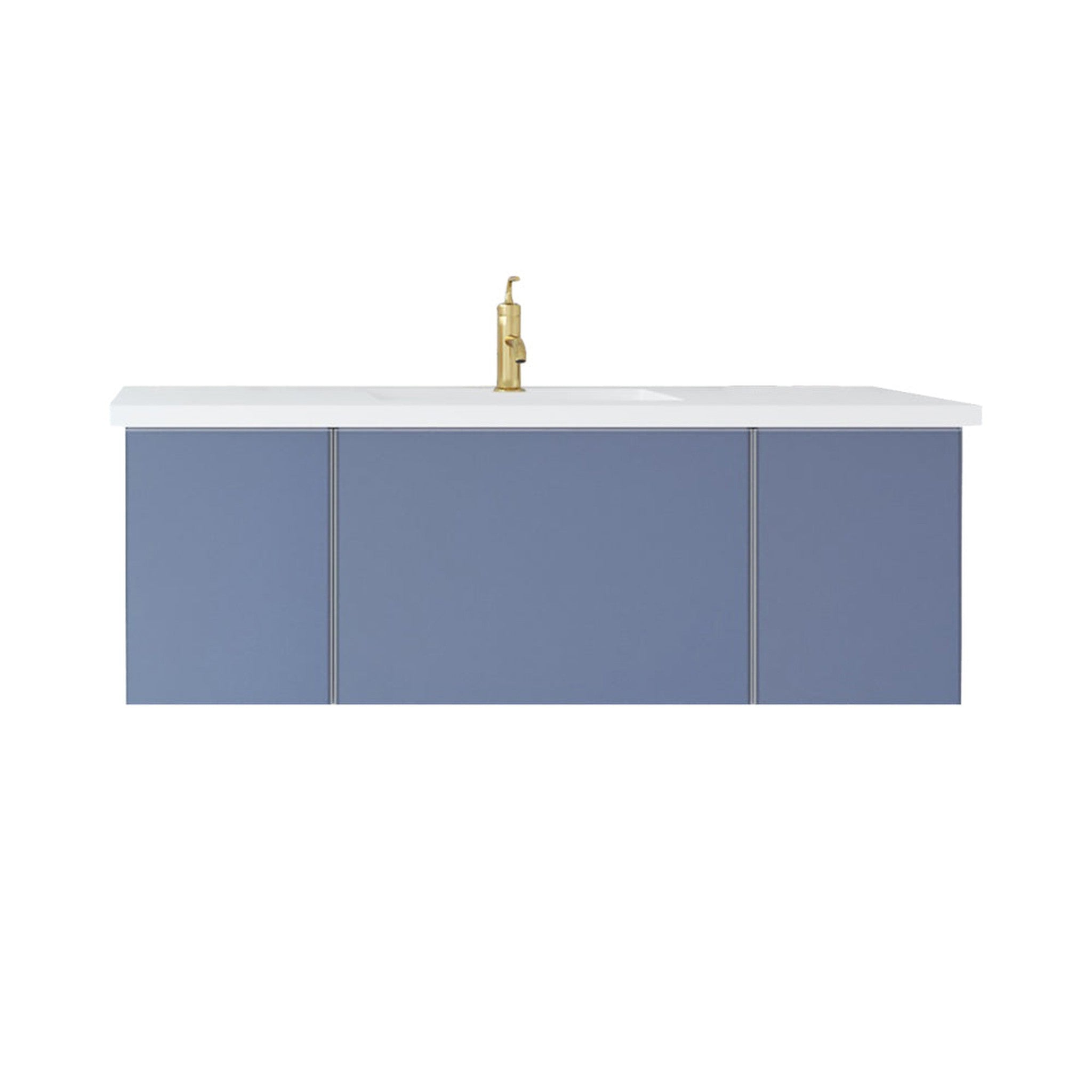 Vitri 48" Nautical Blue Bathroom Vanity with VIVA Stone Matte White Solid Surface Countertop