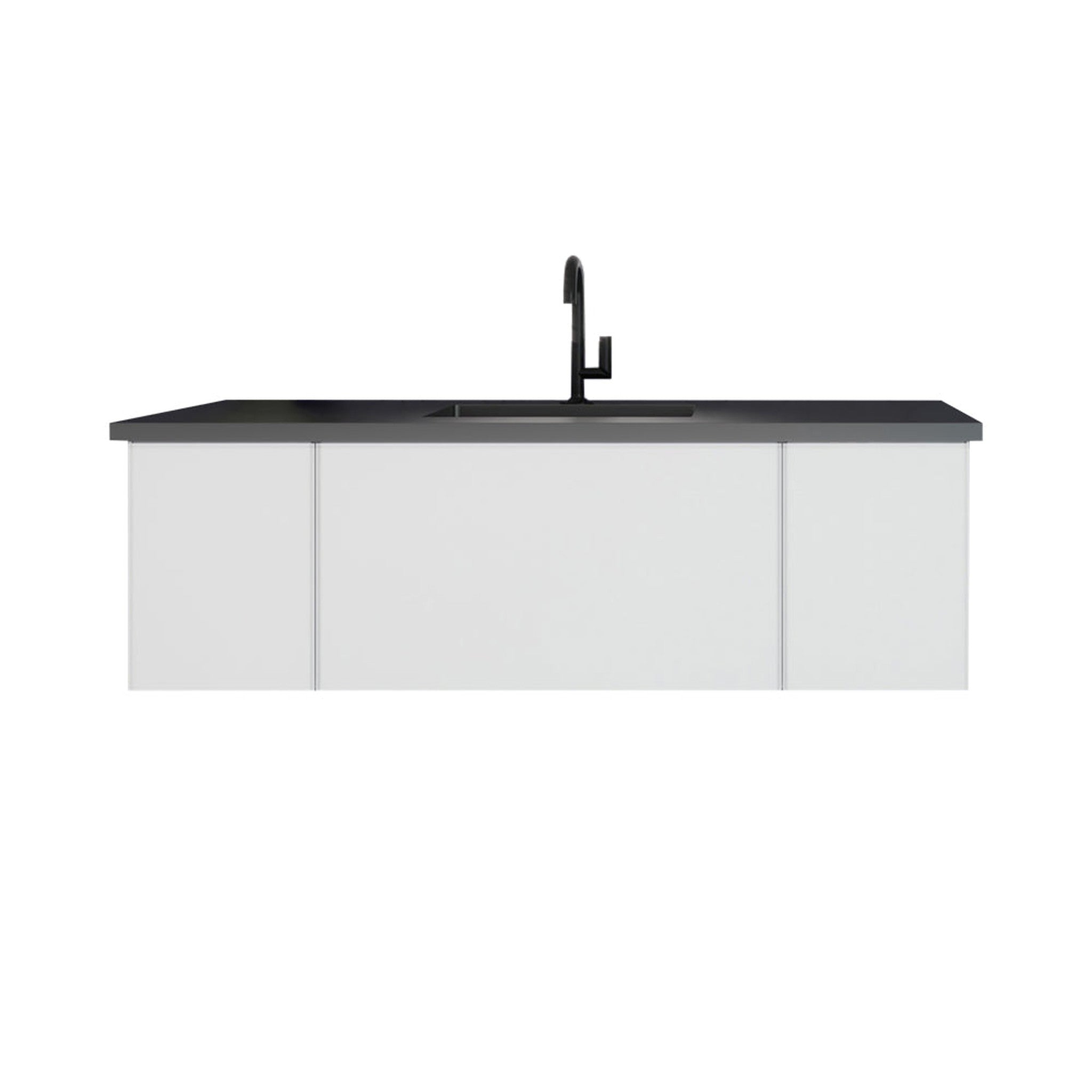 Vitri 54" Cloud White Bathroom Vanity with VIVA Stone Matte Black Solid Surface Countertop