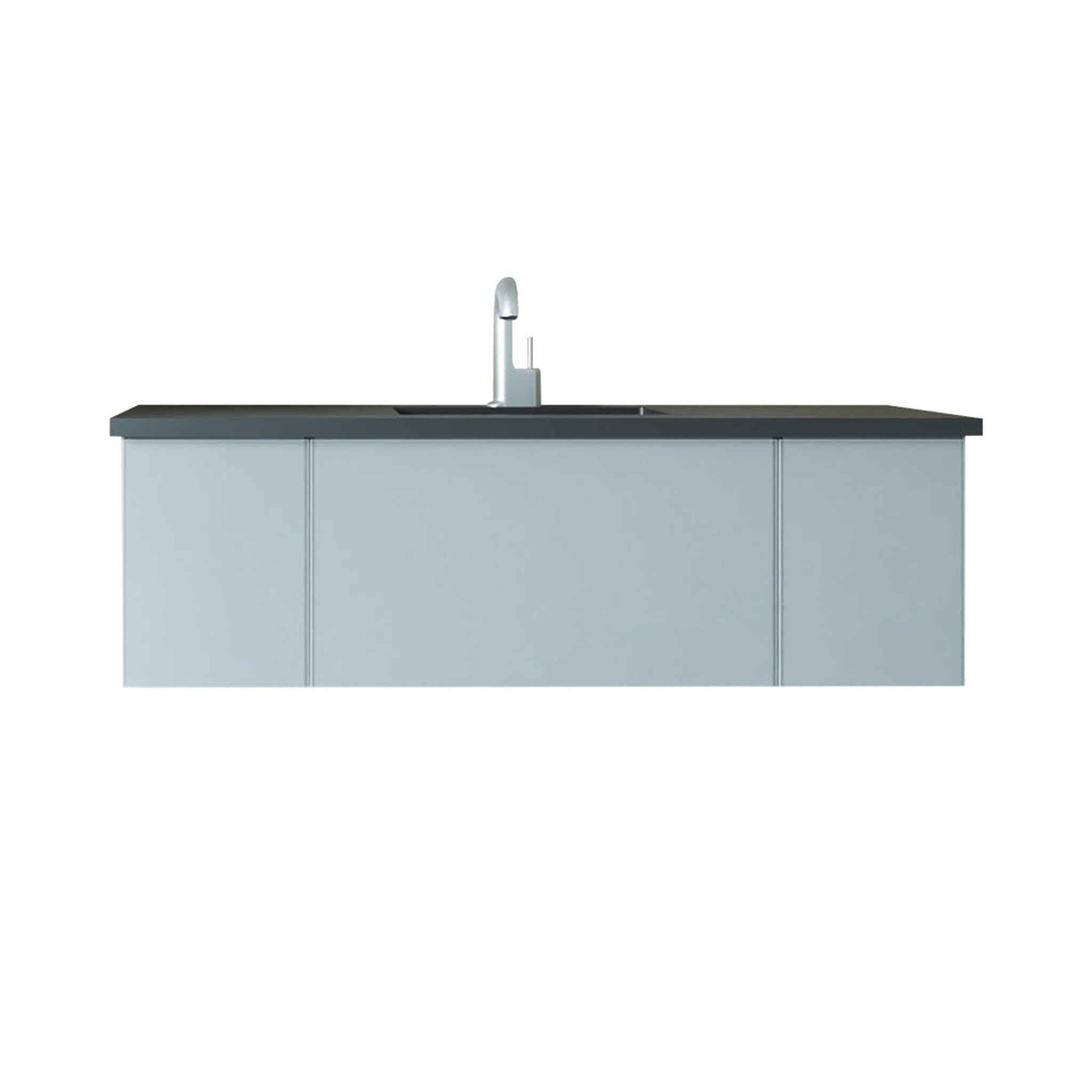 Vitri 54" Fossil Grey Bathroom Vanity with VIVA Stone Matte Black Solid Surface Countertop