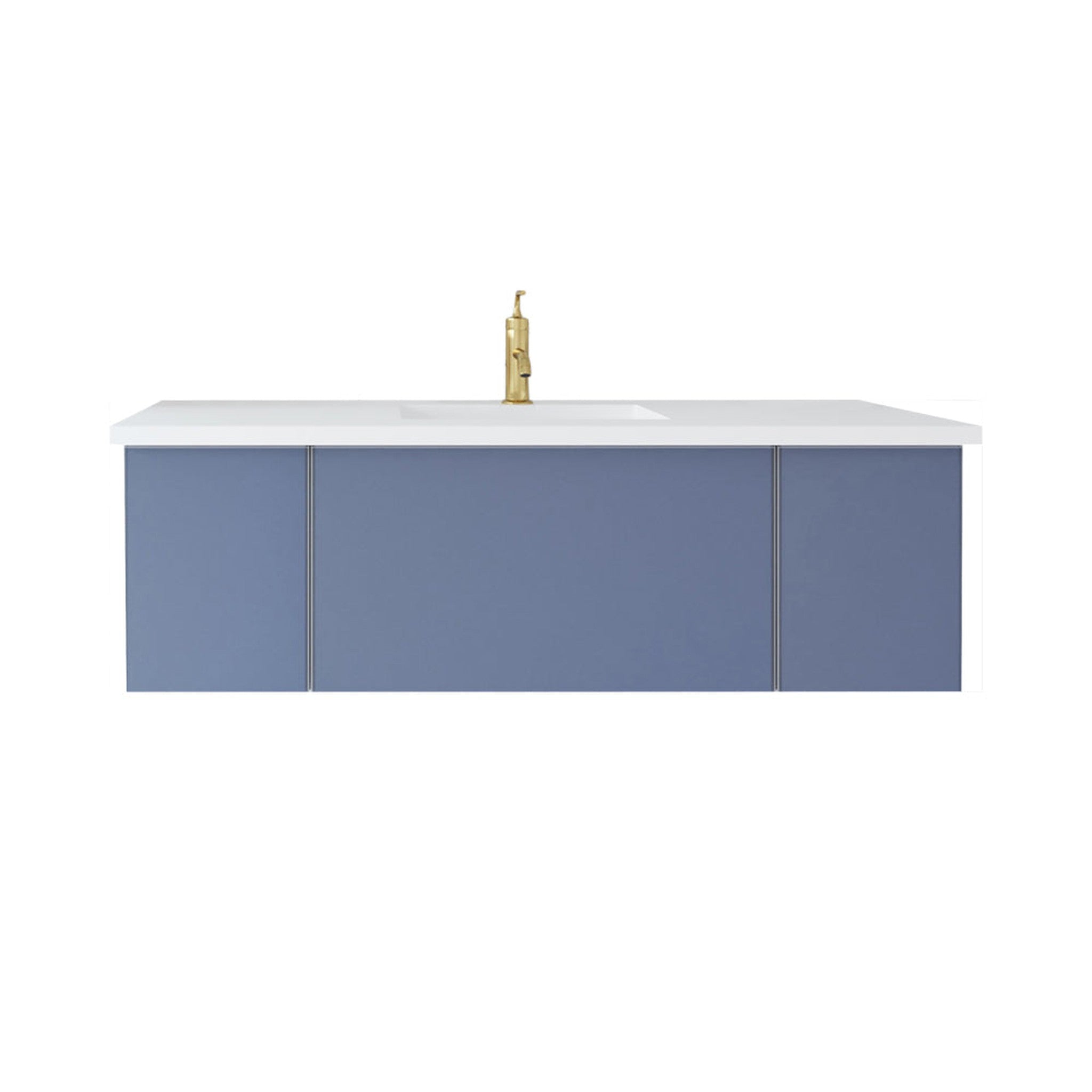 Vitri 54" Nautical Blue Bathroom Vanity with VIVA Stone Matte White Solid Surface Countertop