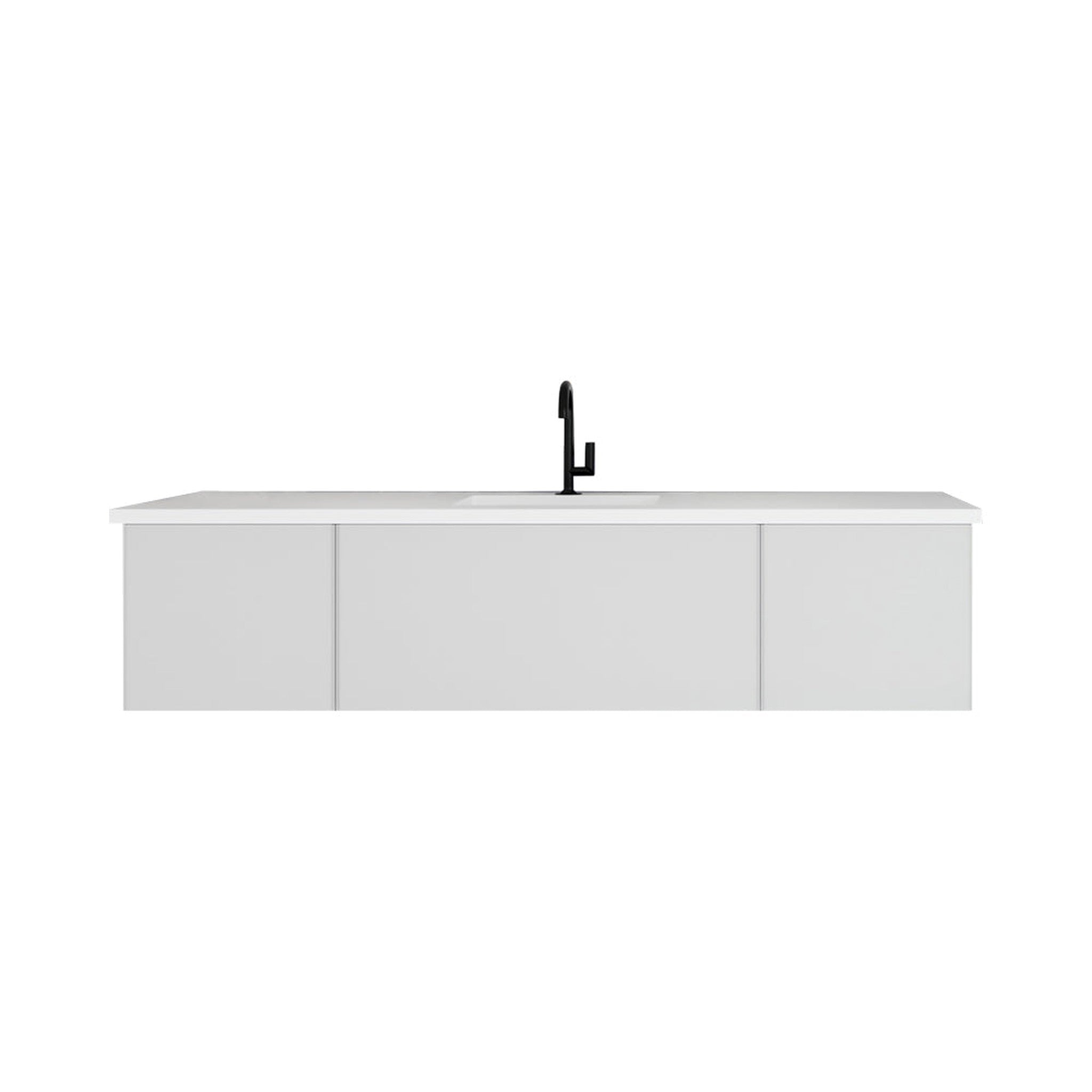 Vitri 72" Cloud White Single Sink Bathroom Vanity with VIVA Stone Matte White Solid Surface Countertop