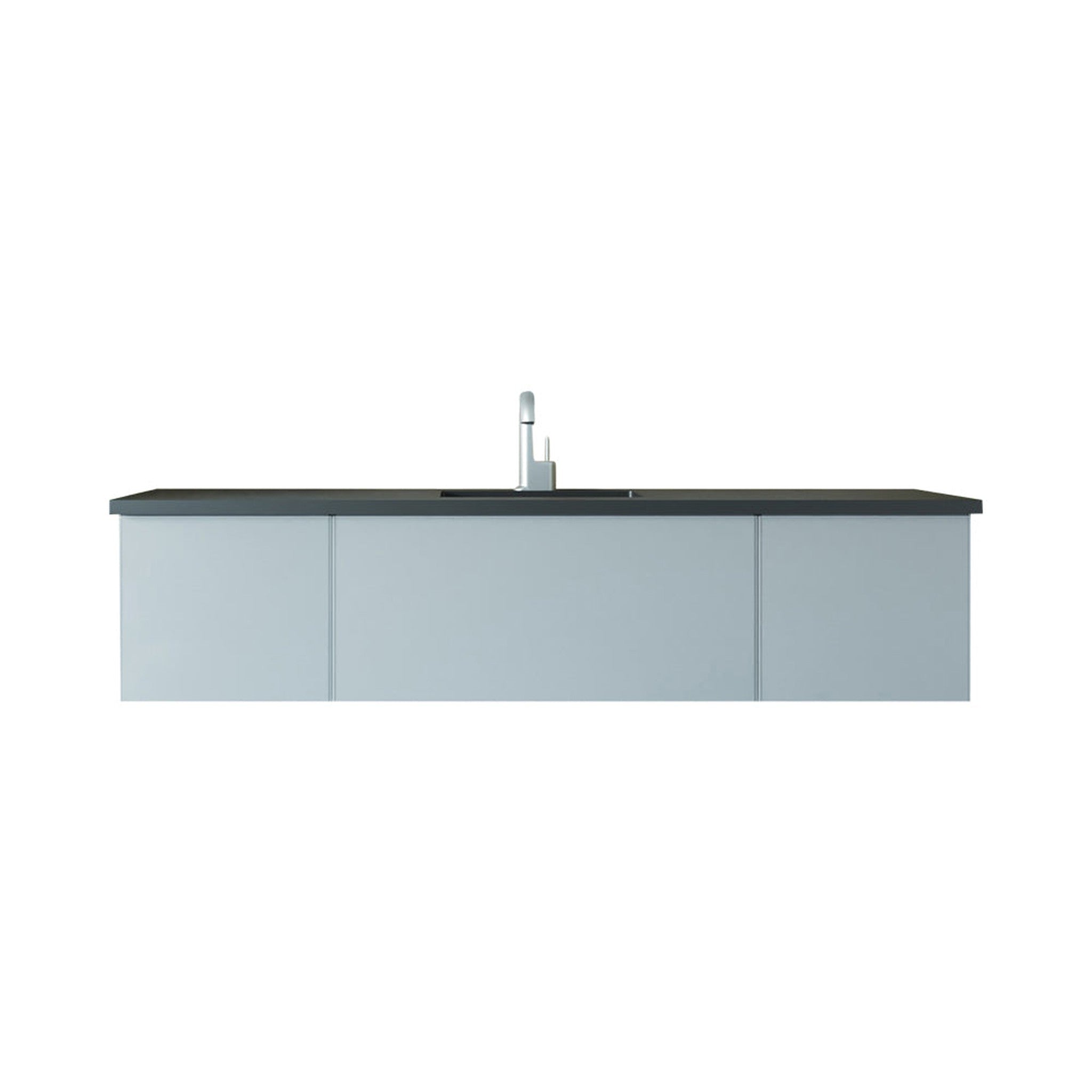 Vitri 72" Fossil Grey Single Sink Bathroom Vanity with VIVA Stone Matte Black Solid Surface Countertop