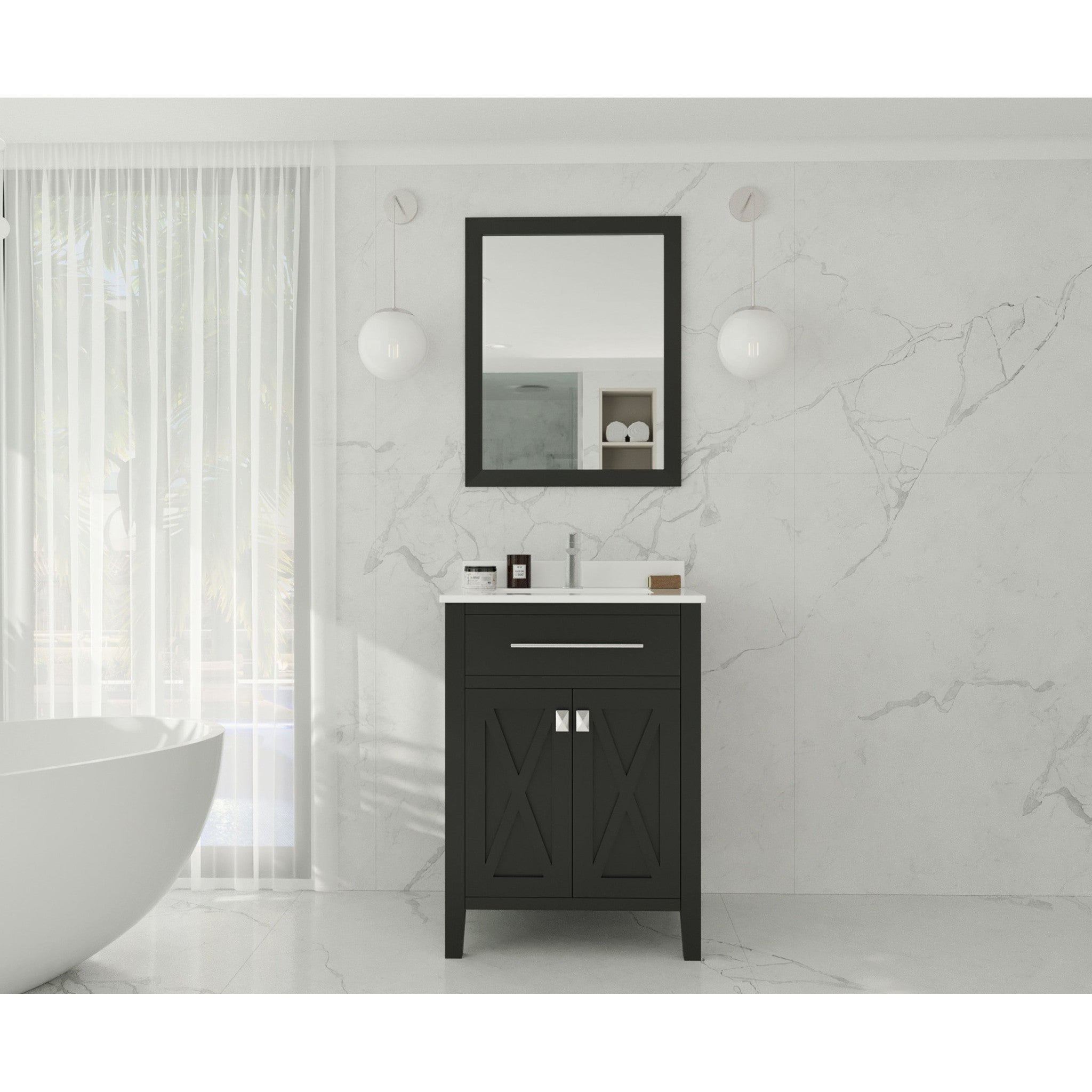 Wimbledon 24" Espresso Bathroom Vanity with White Quartz Countertop