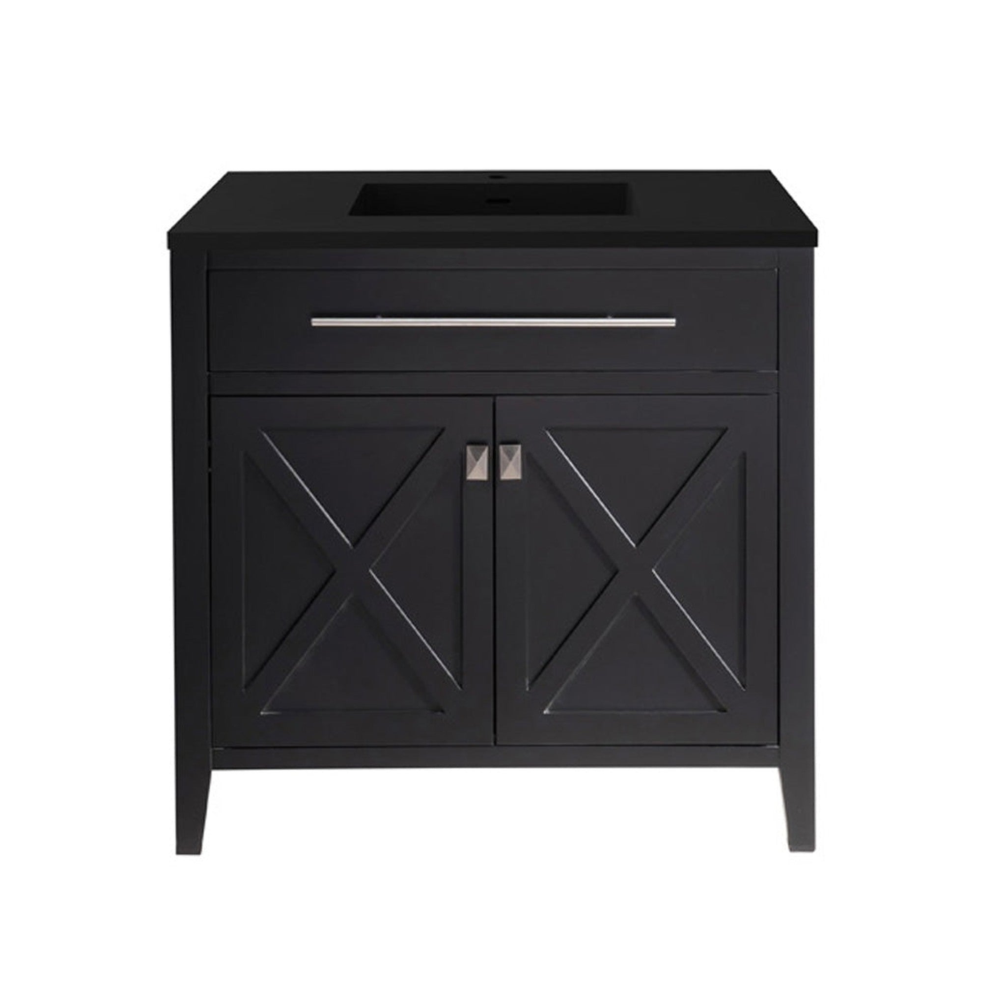 Wimbledon 36" Espresso Bathroom Vanity with Matte Black VIVA Stone Solid Surface Countertop