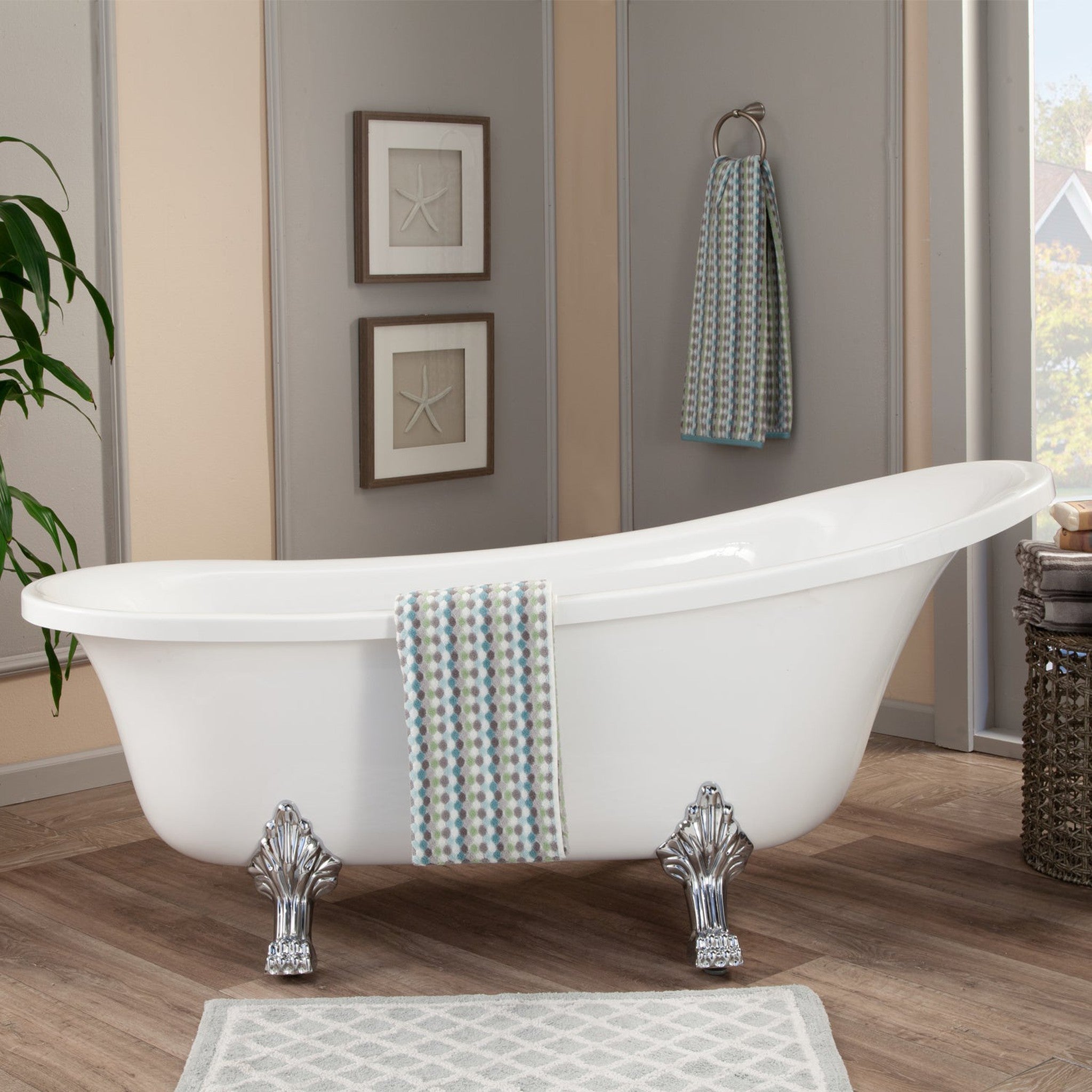 Geneva 69" x 30" Clawfoot Soaking Acrylic Bathtub