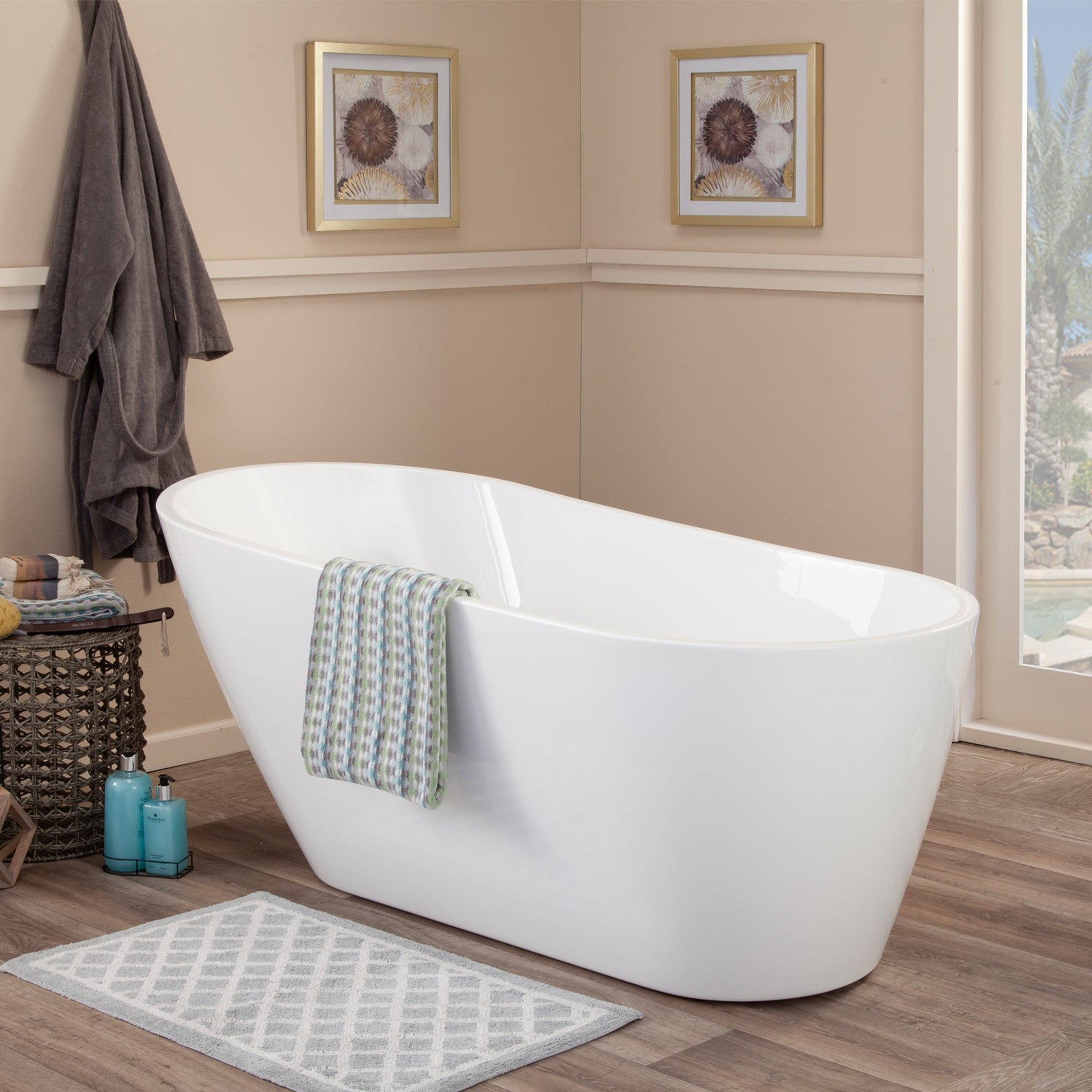 Shaia 67" x 32" Freestanding Soaking Acrylic Bathtub