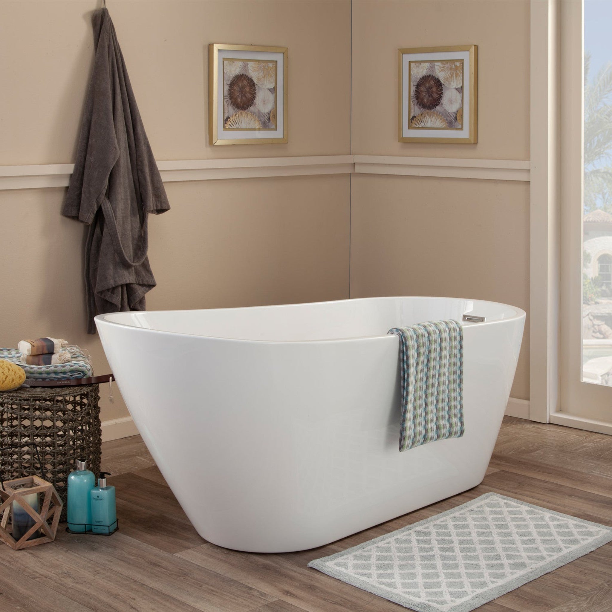 Shaia 67" x 32" Freestanding Soaking Acrylic Bathtub