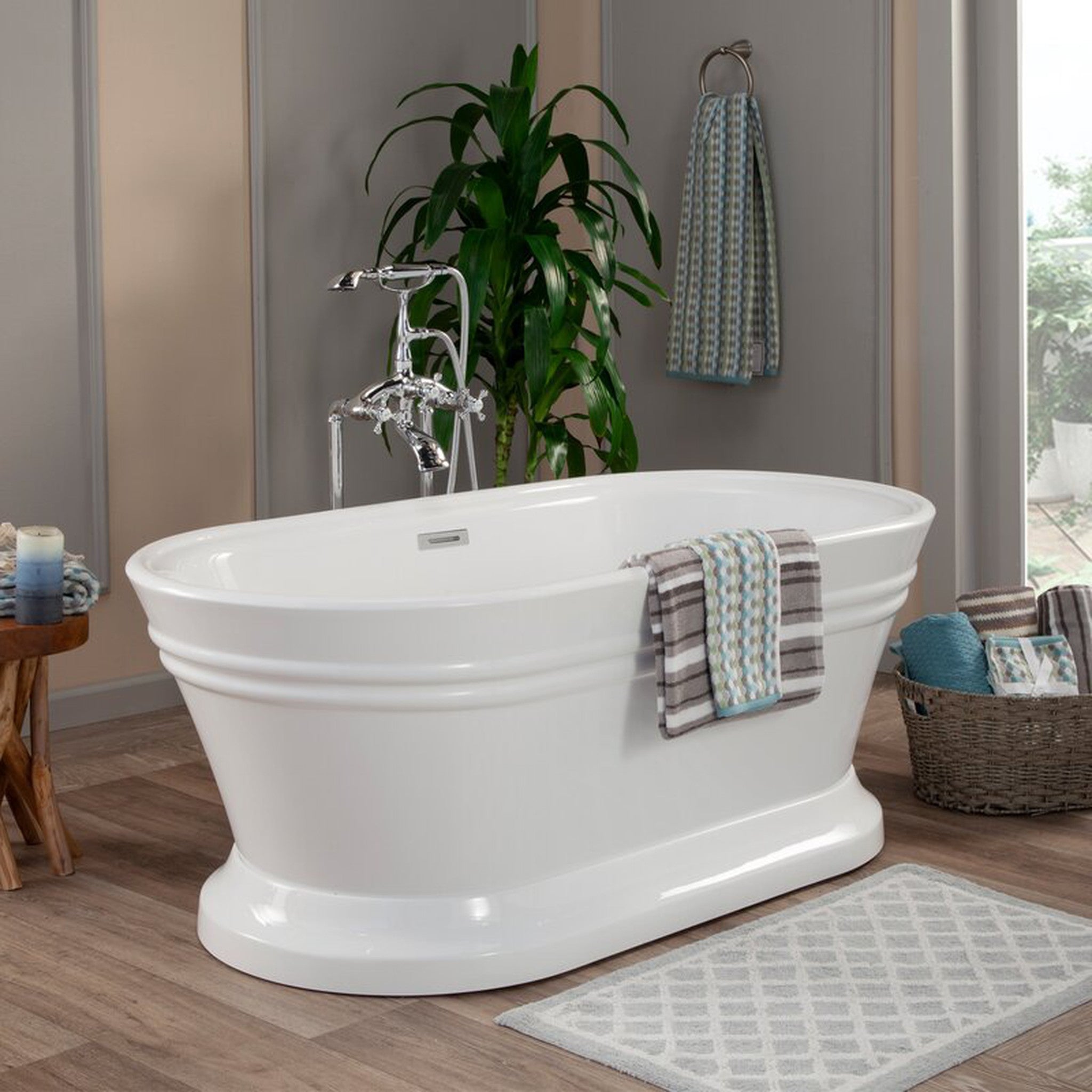 Solace 59" x 30" Freestanding Soaking Acrylic Bathtub