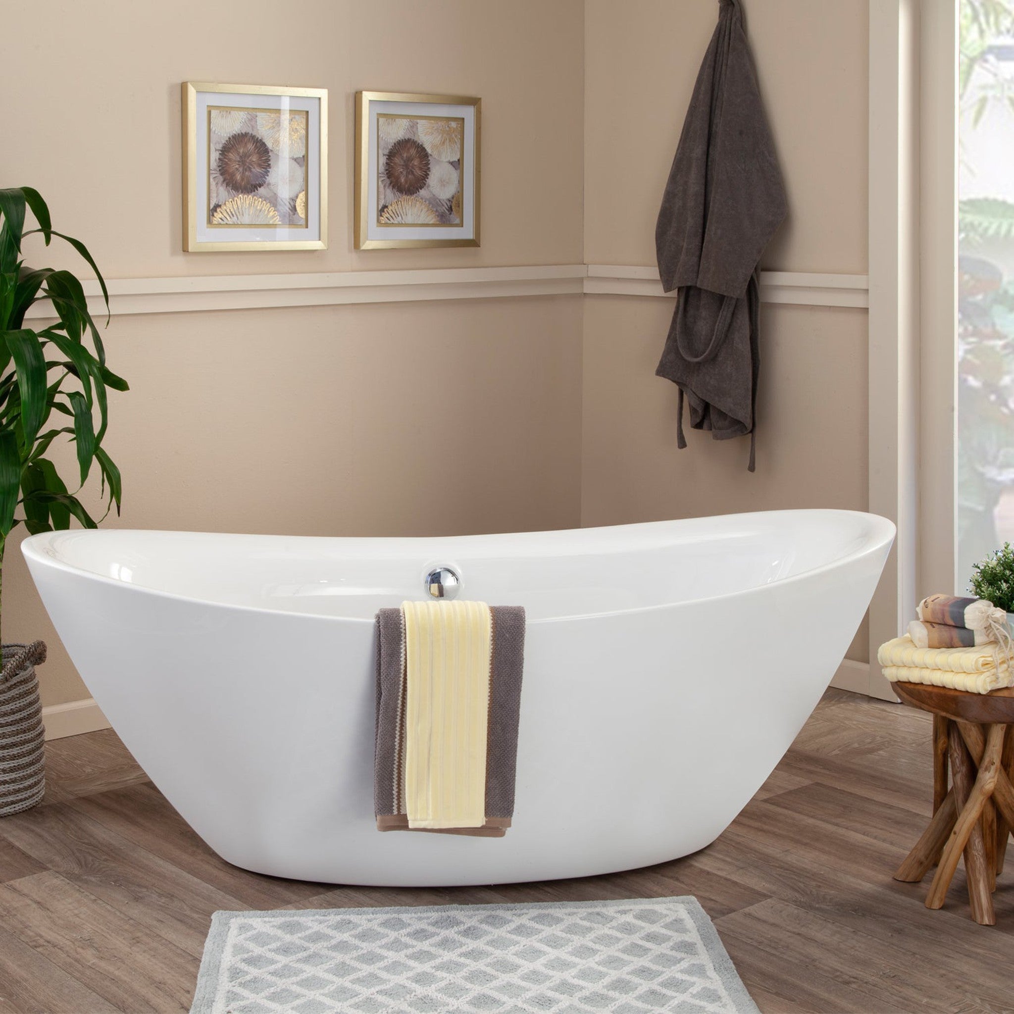 Allegra 71" x 34" Freestanding Soaking Acrylic Bathtub