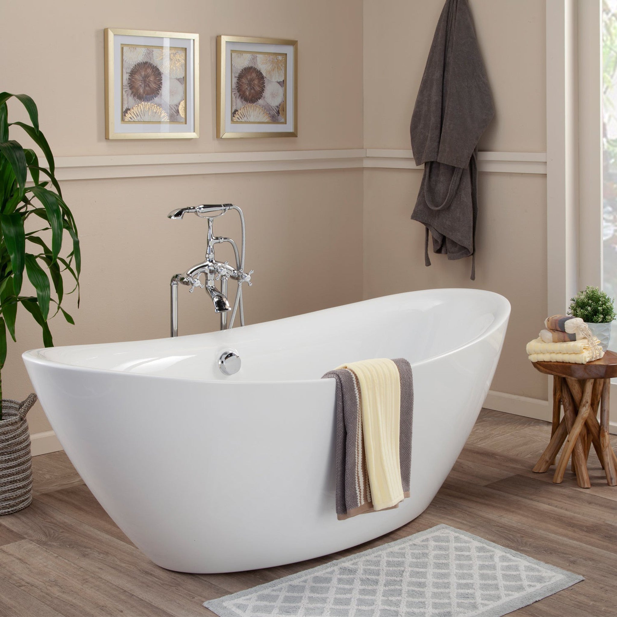 Allegra 71" x 34" Freestanding Soaking Acrylic Bathtub