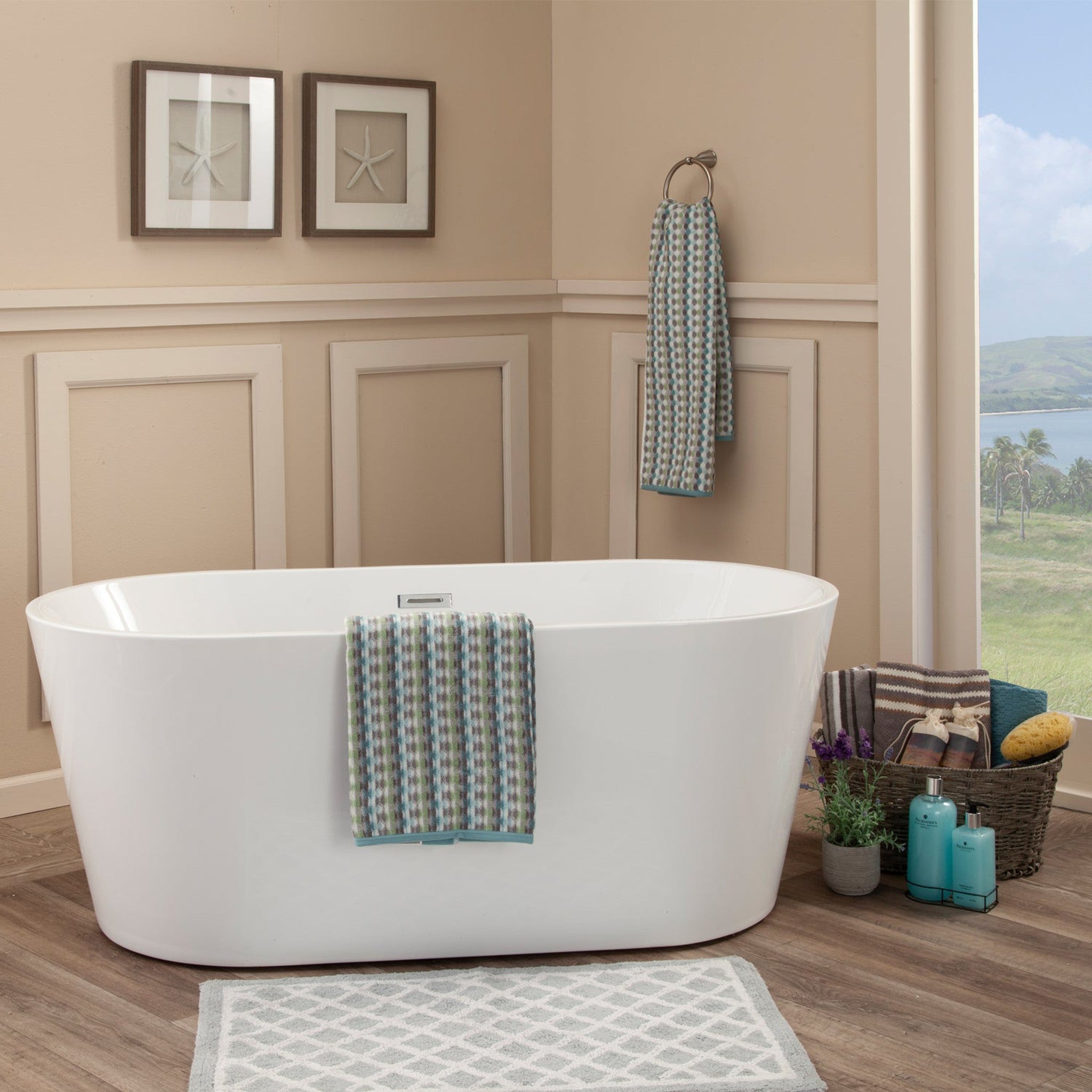 Cielo 67" x 32" Freestanding Soaking Acrylic Bathtub