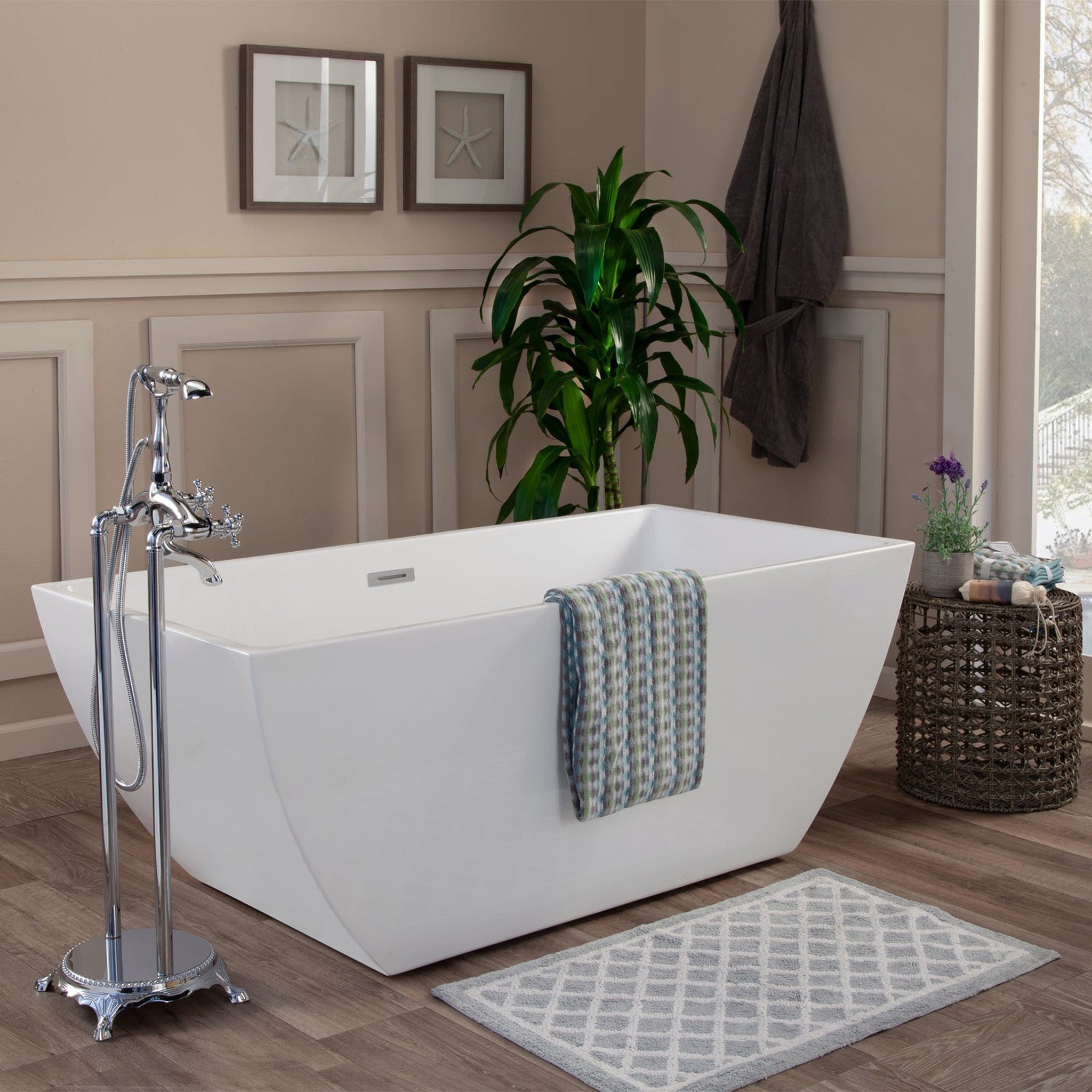 Montague 59" x 30" Freestanding Soaking Acrylic Bathtub