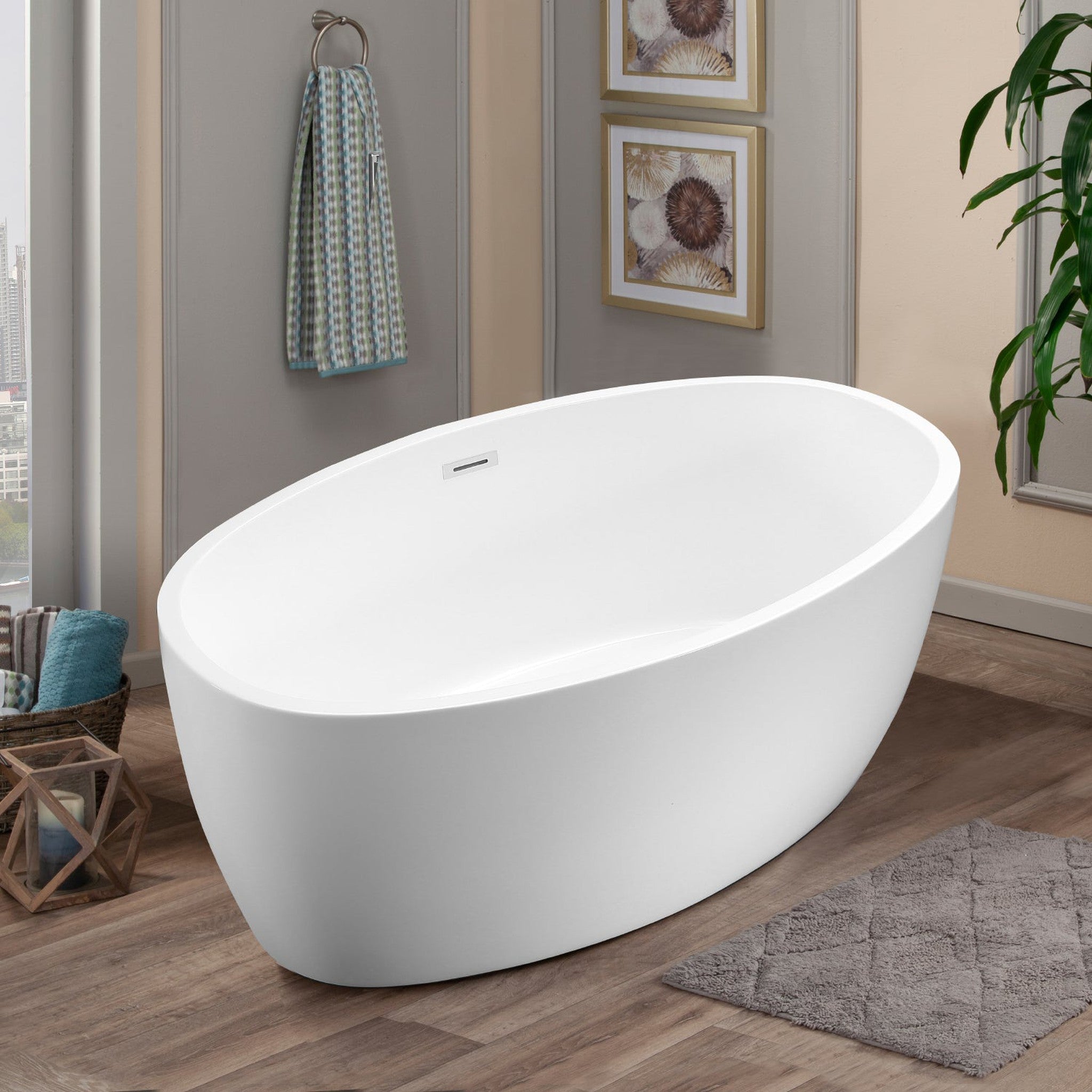 Jolie 55" x 32" Freestanding Soaking Acrylic Bathtub