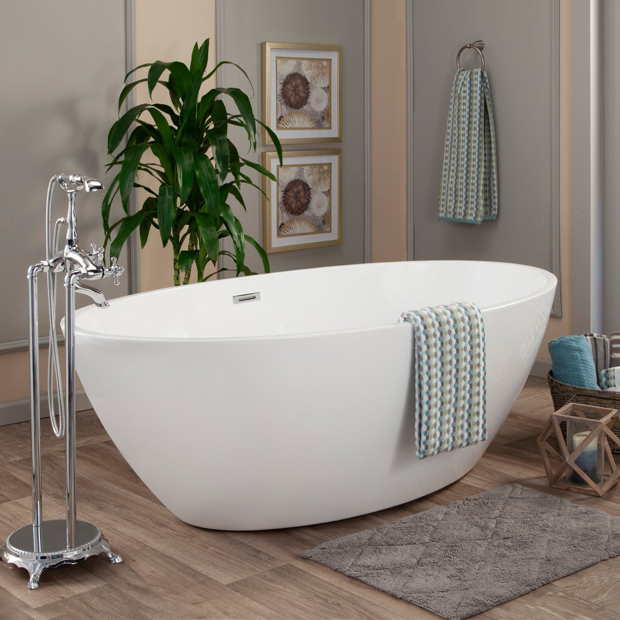 Jolie 69" x 40" Freestanding Soaking Acrylic Bathtub