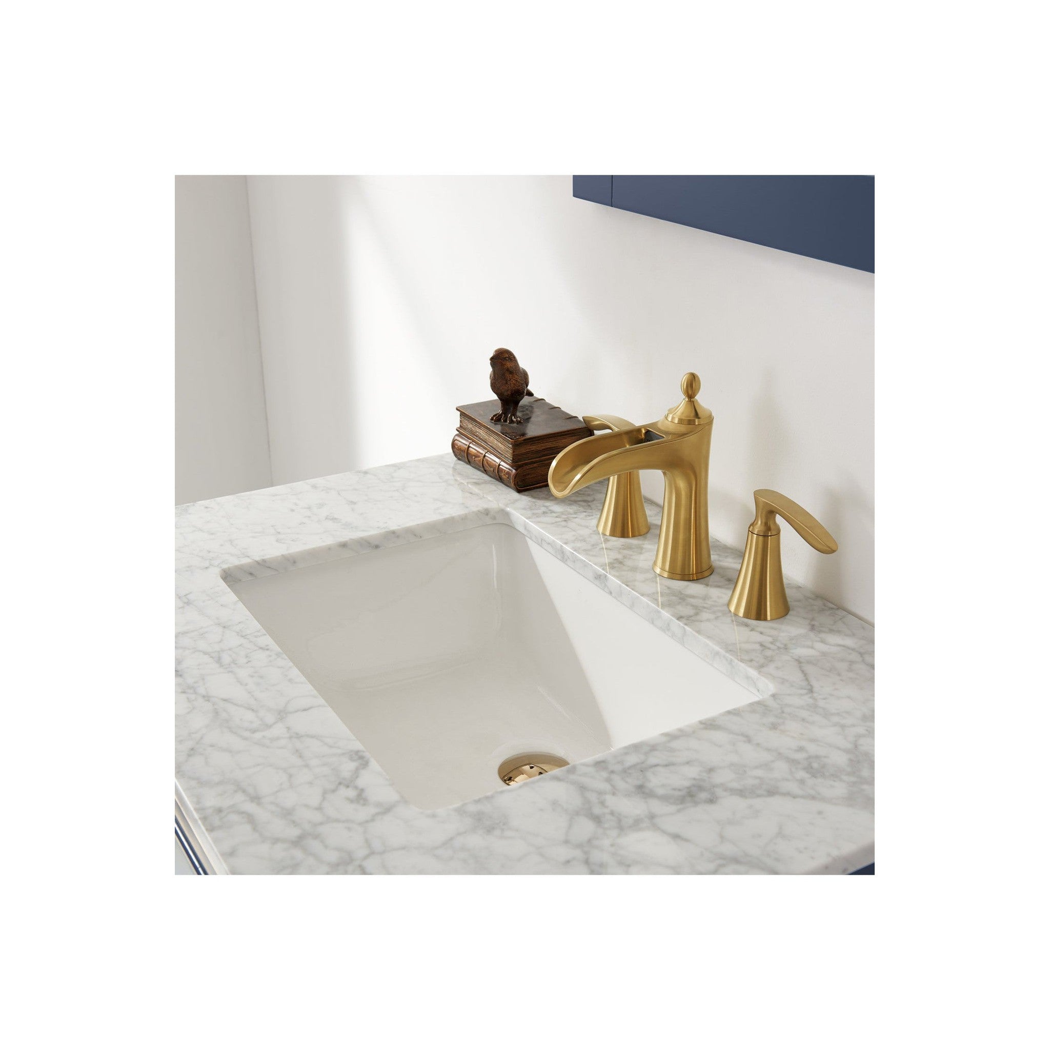 Ivy 30" Single Bathroom Vanity Set in Royal Blue and Carrara White Marble Countertop with Mirror