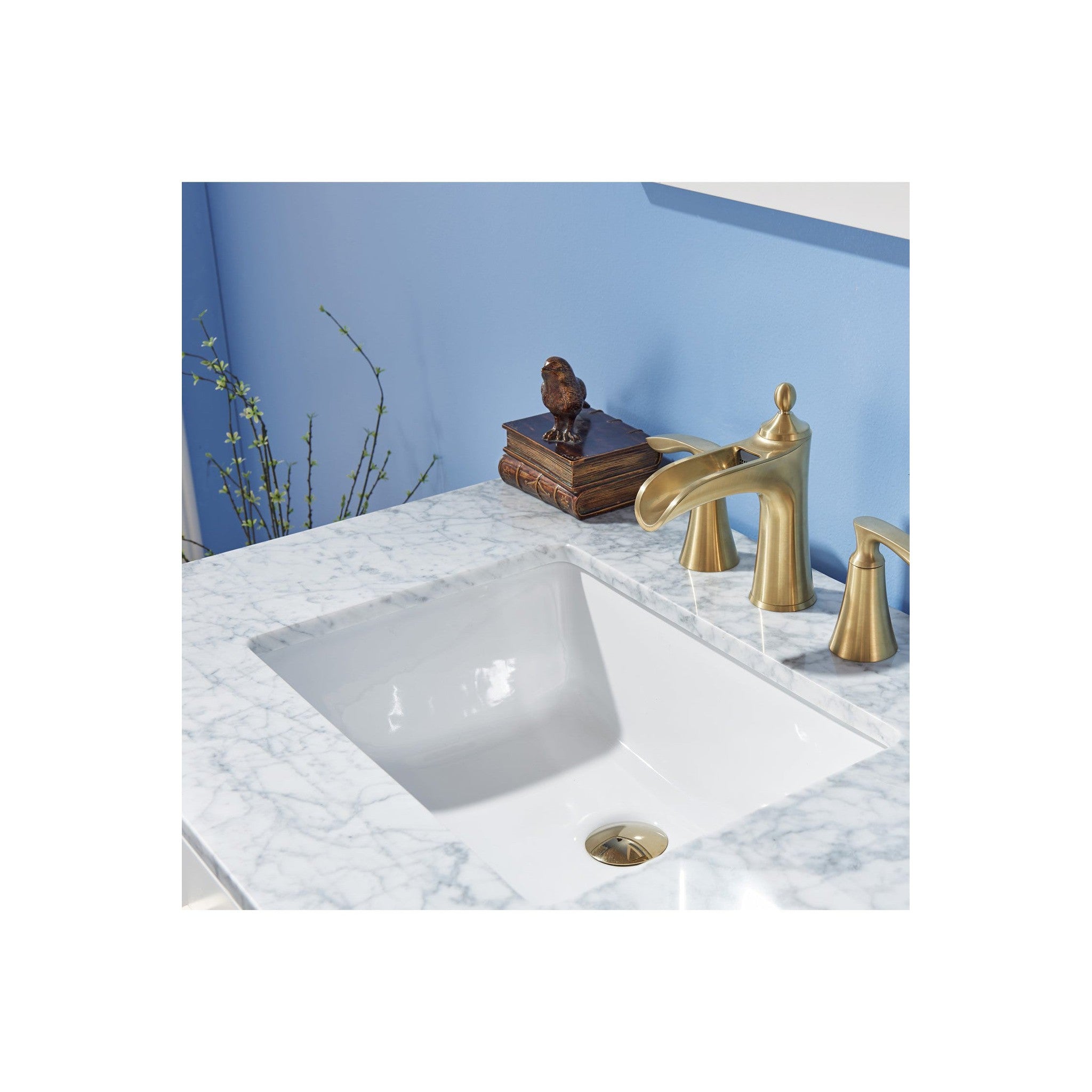 Ivy 30" Single Bathroom Vanity Set in White and Carrara White Marble Countertop with Mirror