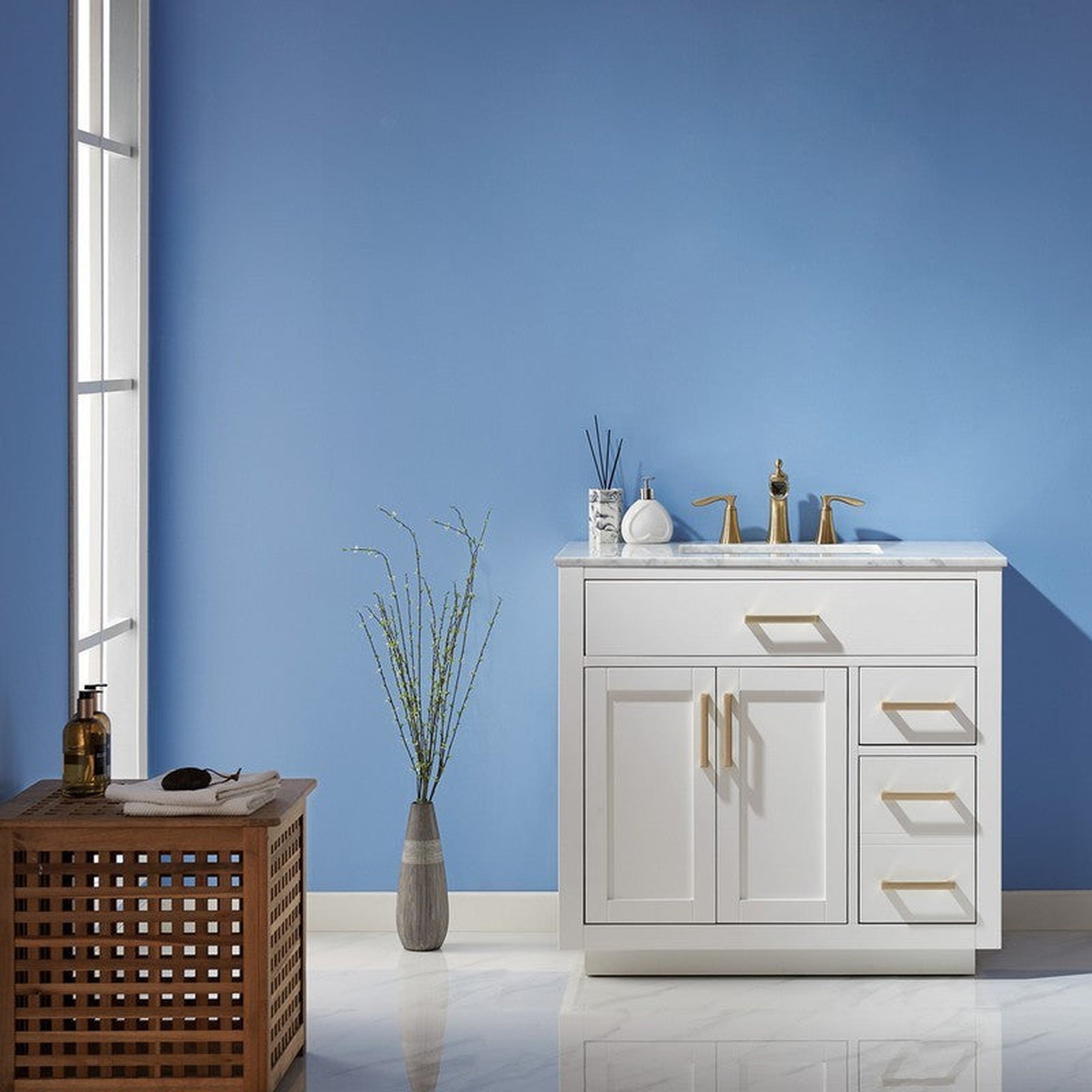 Ivy 36" Single Bathroom Vanity Cabinet Only in White without Countertop and Mirror