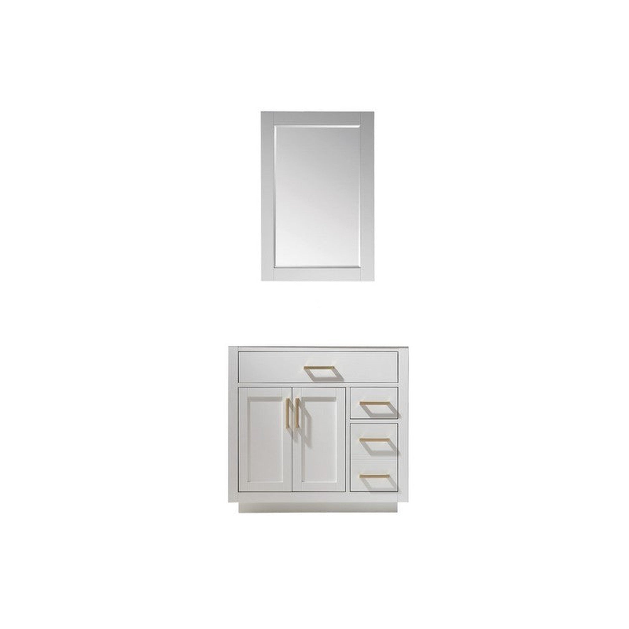 Ivy 36" Single Bathroom Vanity Cabinet Only in White without Countertop and Mirror