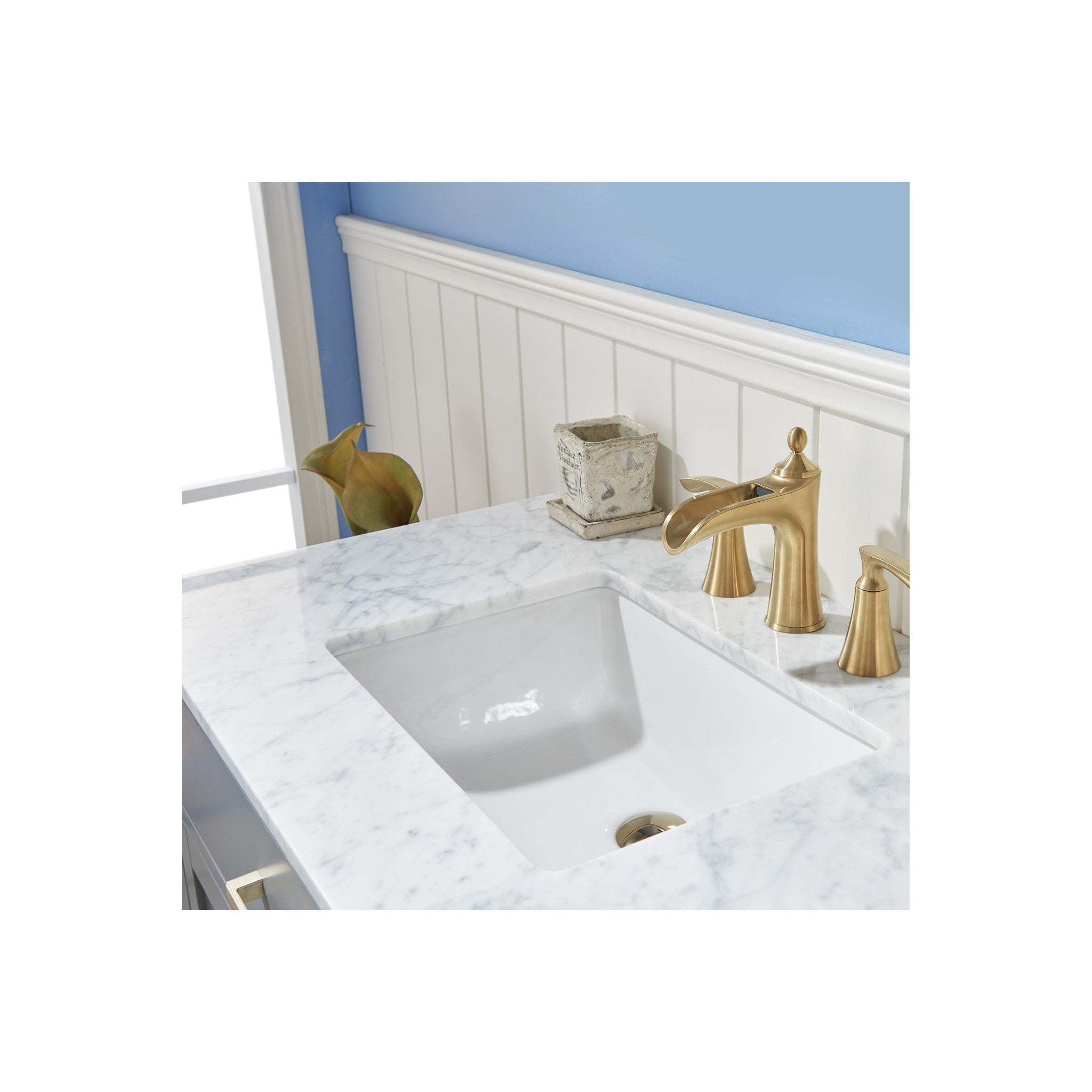 Ivy 36" Single Bathroom Vanity Set in Gray and Carrara White Marble Countertop without Mirror