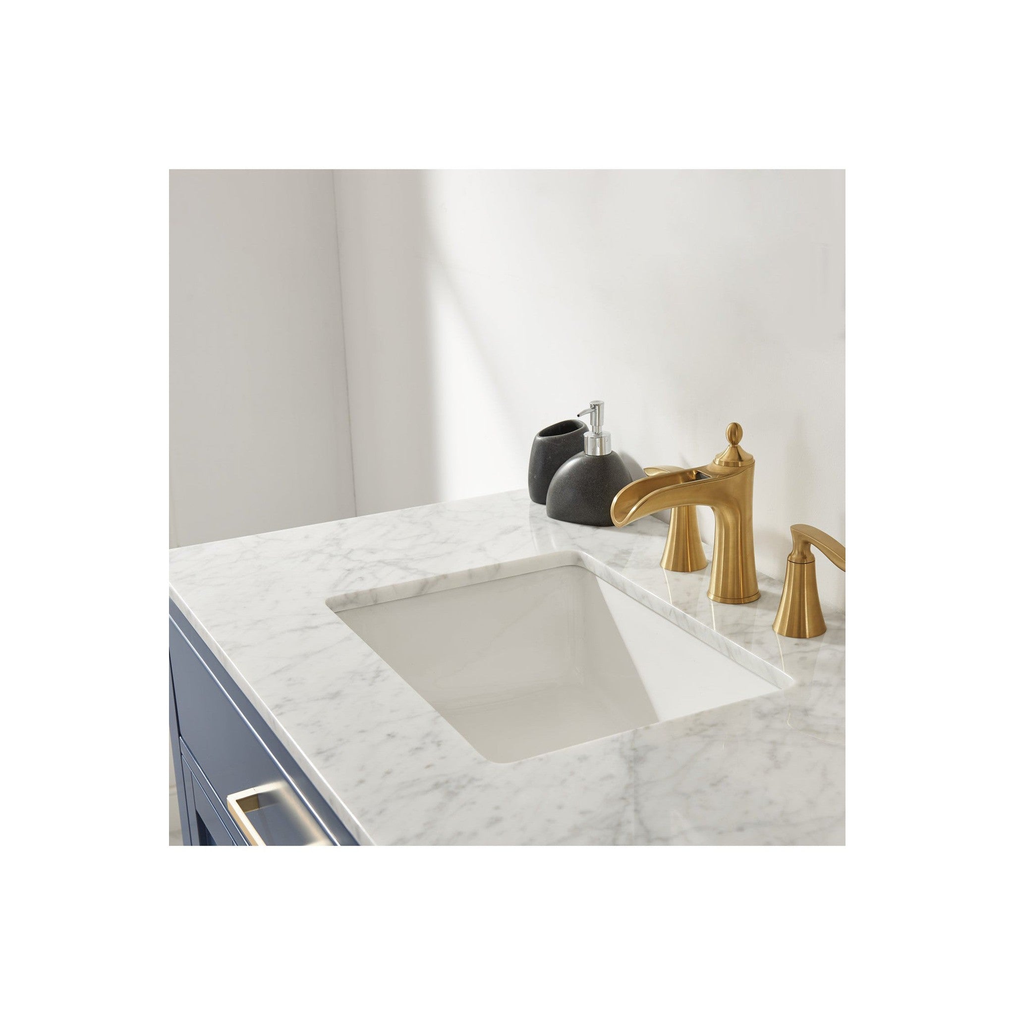 Ivy 36" Single Bathroom Vanity Set in Royal Blue and Carrara White Marble Countertop without Mirror