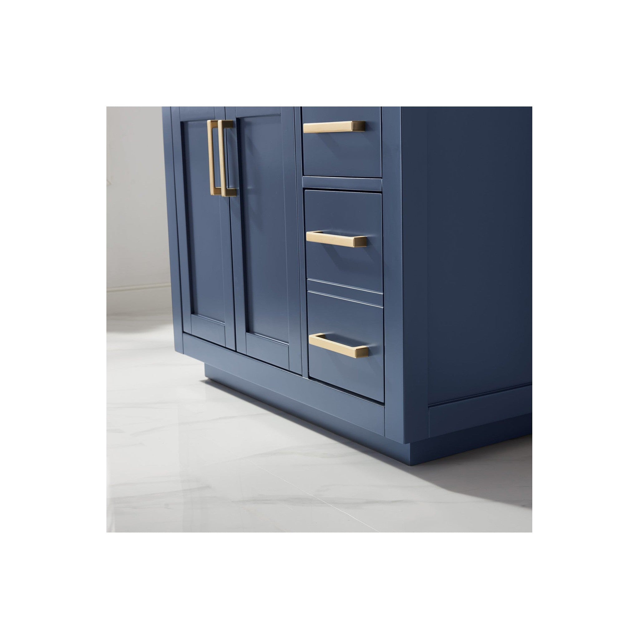 Ivy 36" Single Bathroom Vanity Set in Royal Blue and Carrara White Marble Countertop without Mirror