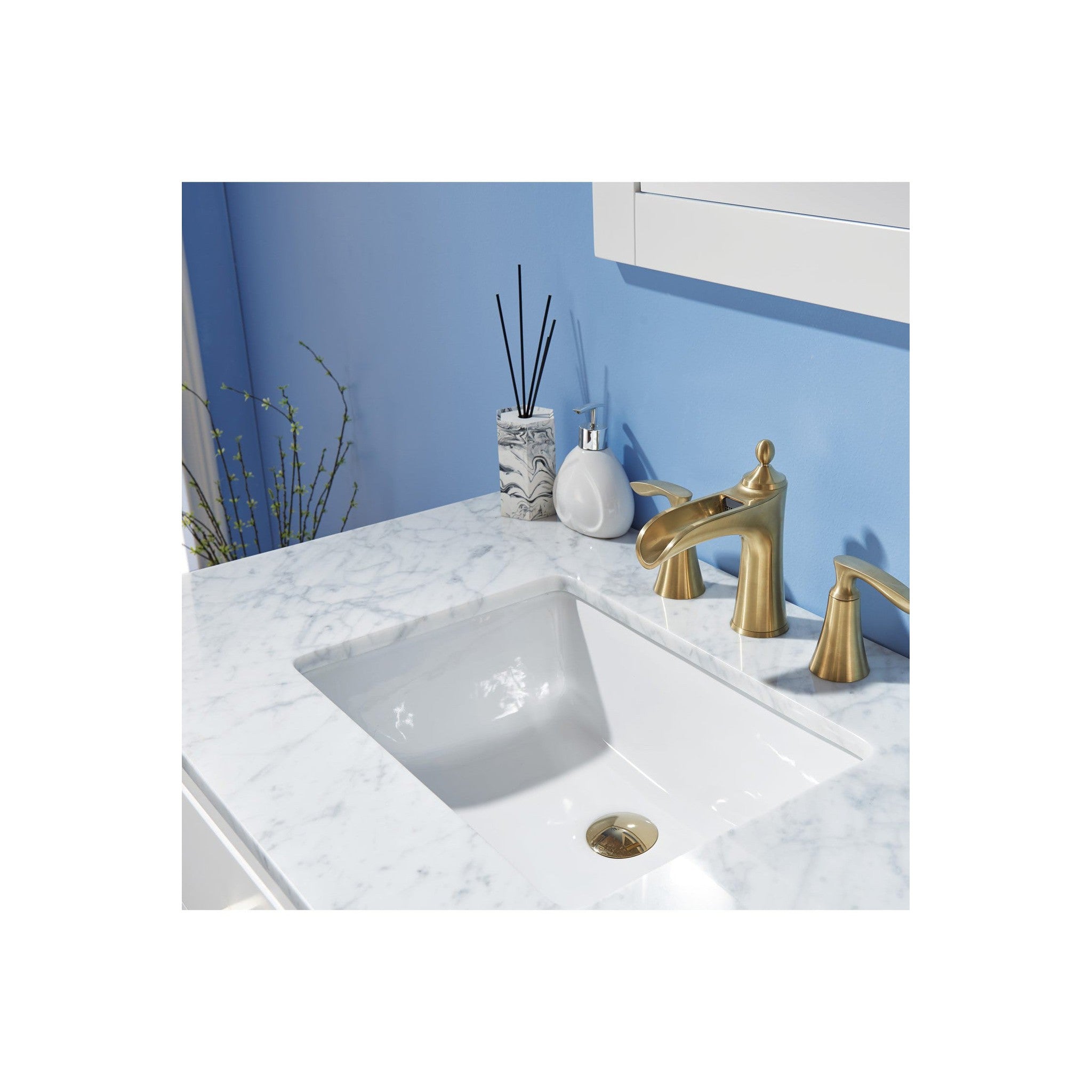 Ivy 36" Single Bathroom Vanity Set in White and Carrara White Marble Countertop without Mirror