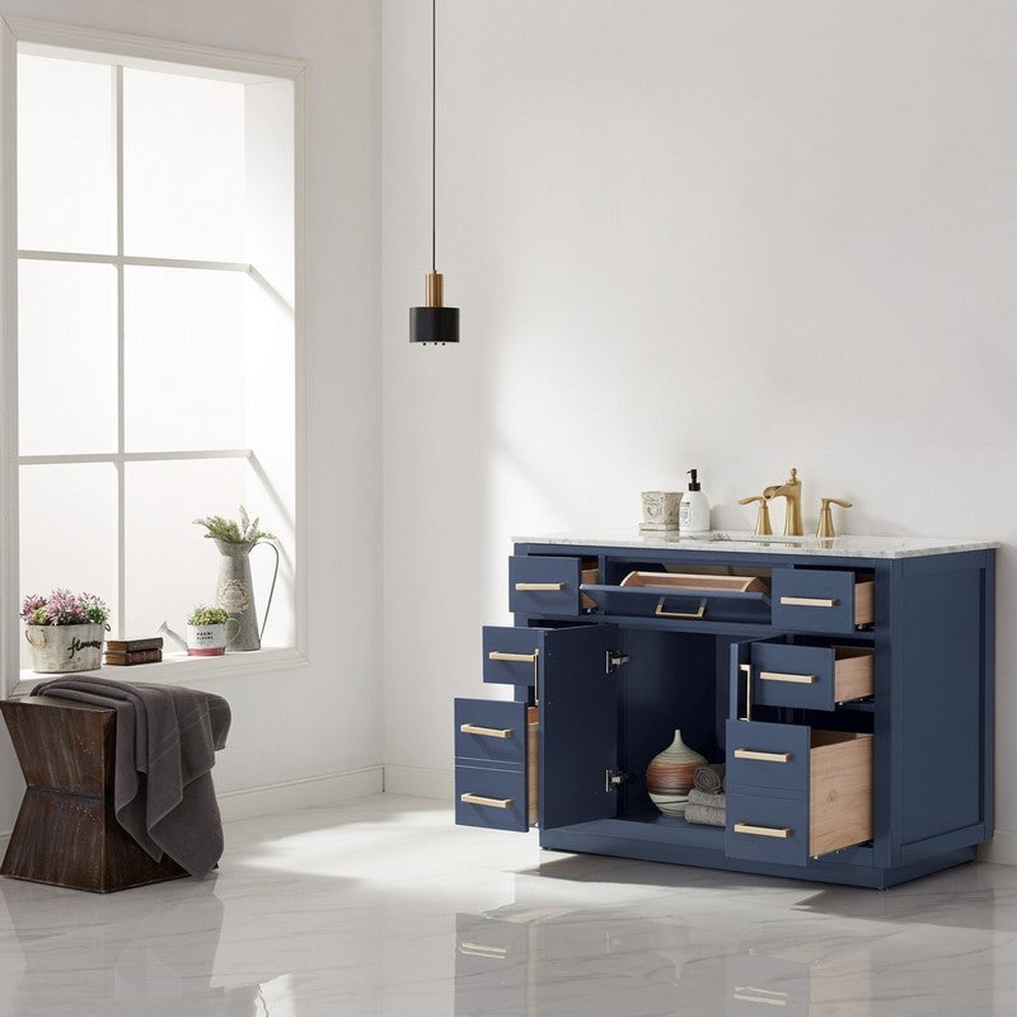 Ivy 48" Single Bathroom Vanity Cabinet Only in Royal Blue without Countertop and Mirror