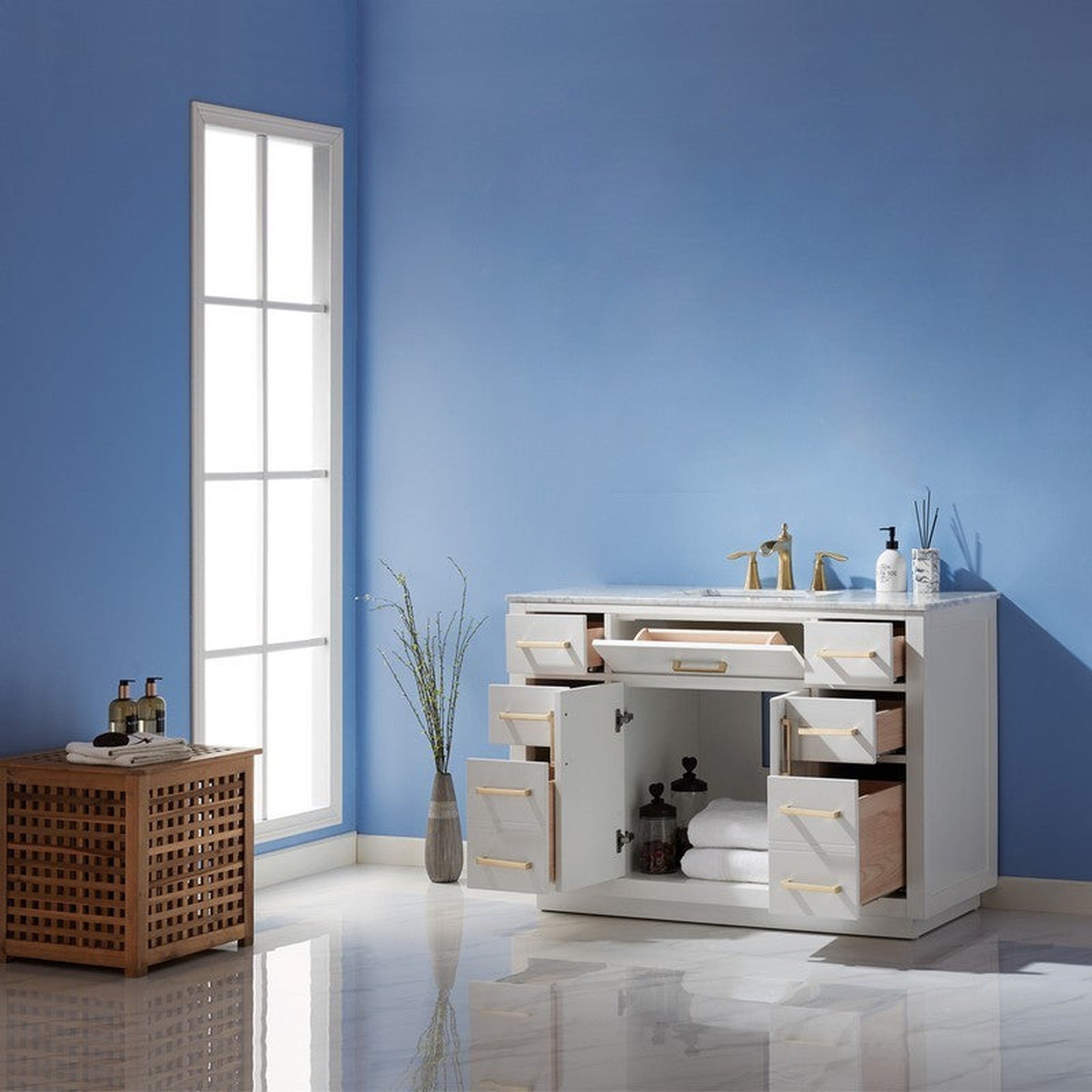 Ivy 48" Single Bathroom Vanity Cabinet Only in White without Countertop and Mirror