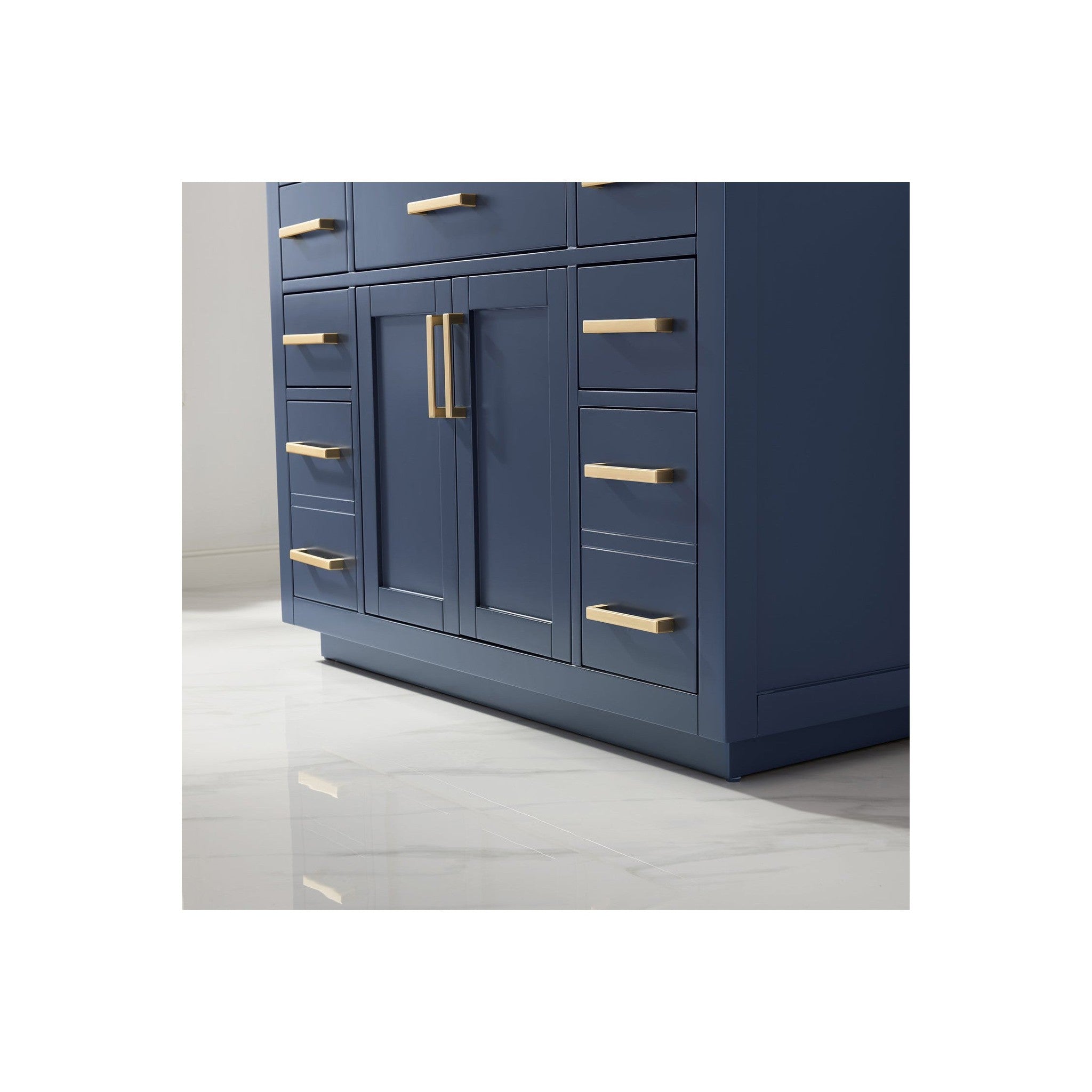 Ivy 48" Single Bathroom Vanity Set in Royal Blue and Carrara White Marble Countertop without Mirror