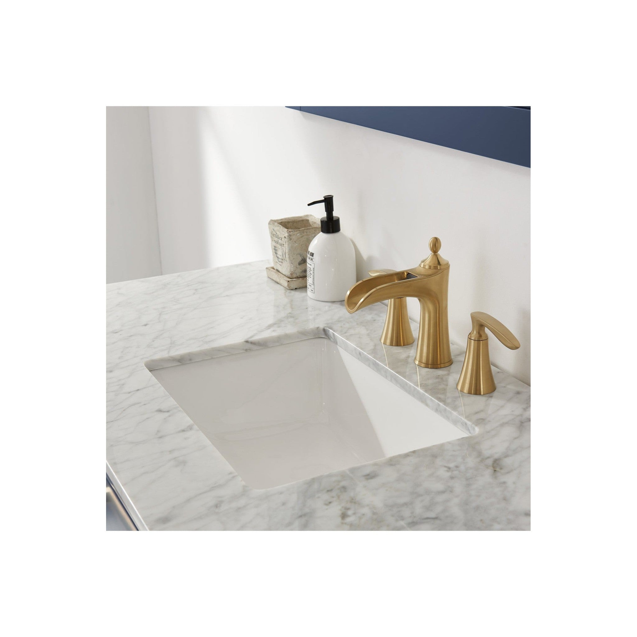 Ivy 48" Single Bathroom Vanity Set in Royal Blue and Carrara White Marble Countertop with Mirror