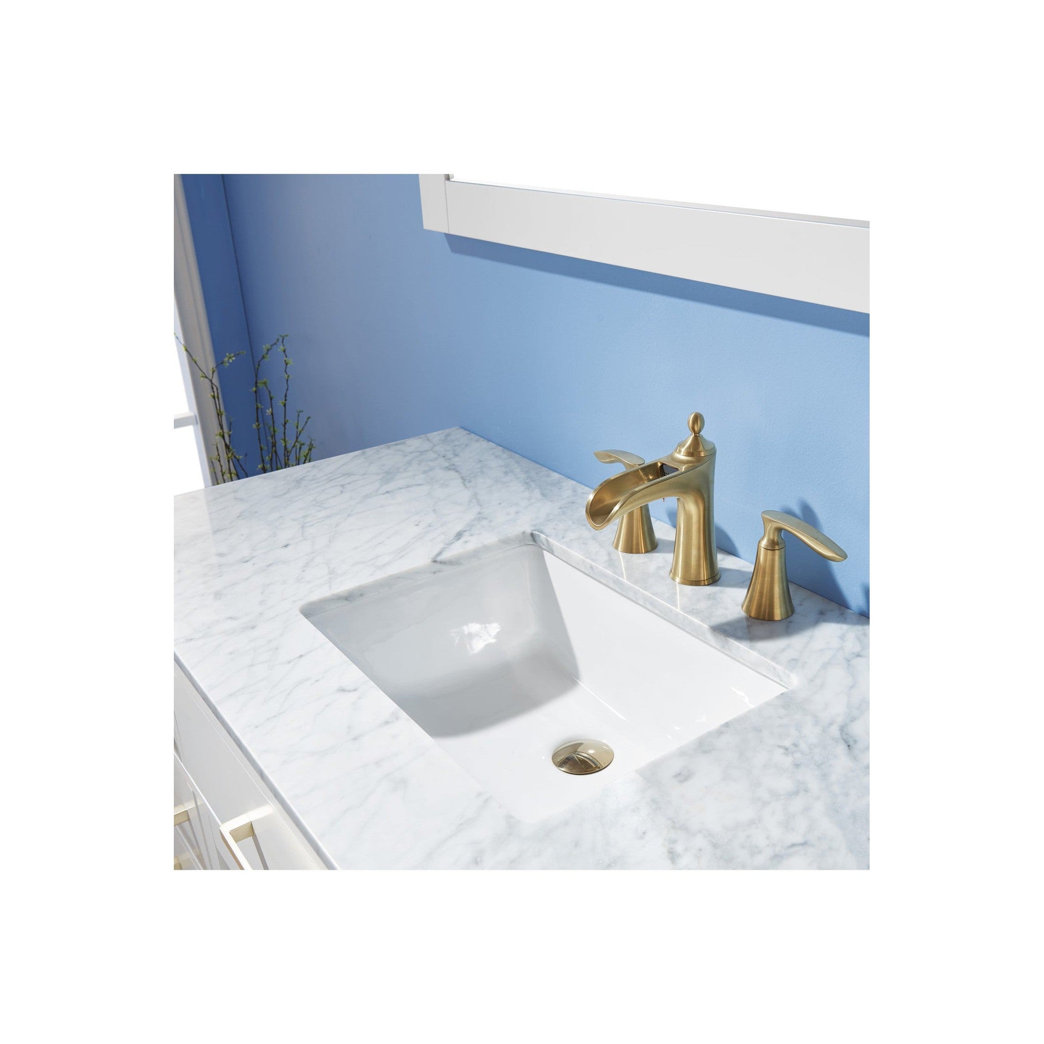 Ivy 48" Single Bathroom Vanity Set in White and Carrara White Marble Countertop with Mirror