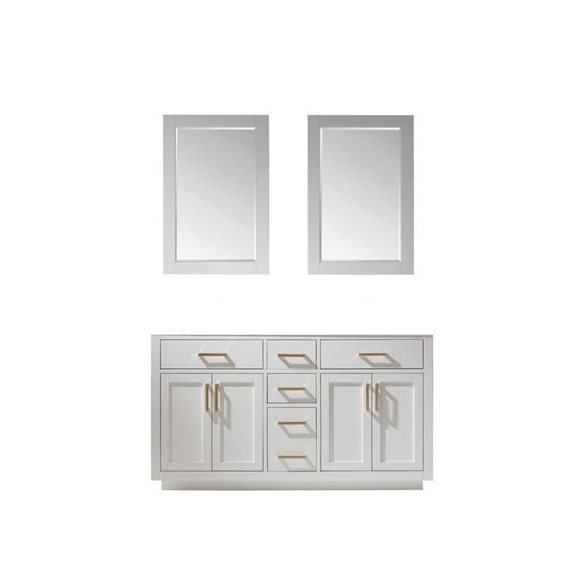 Ivy 60" Double Bathroom Vanity Cabinet Only in White without Countertop and Mirror