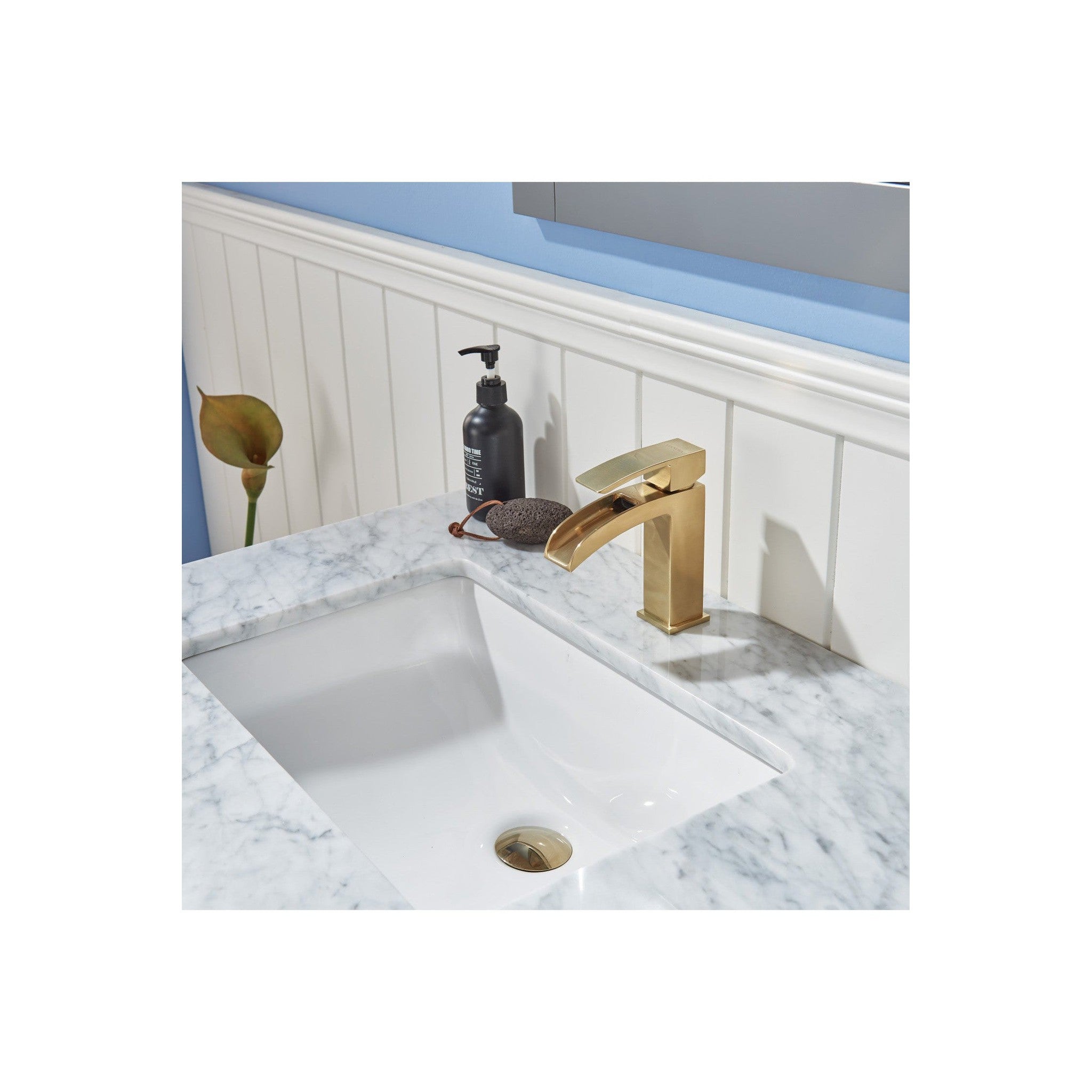 Remi 30" Single Bathroom Vanity Set in Gray and Carrara White Marble Countertop with Mirror