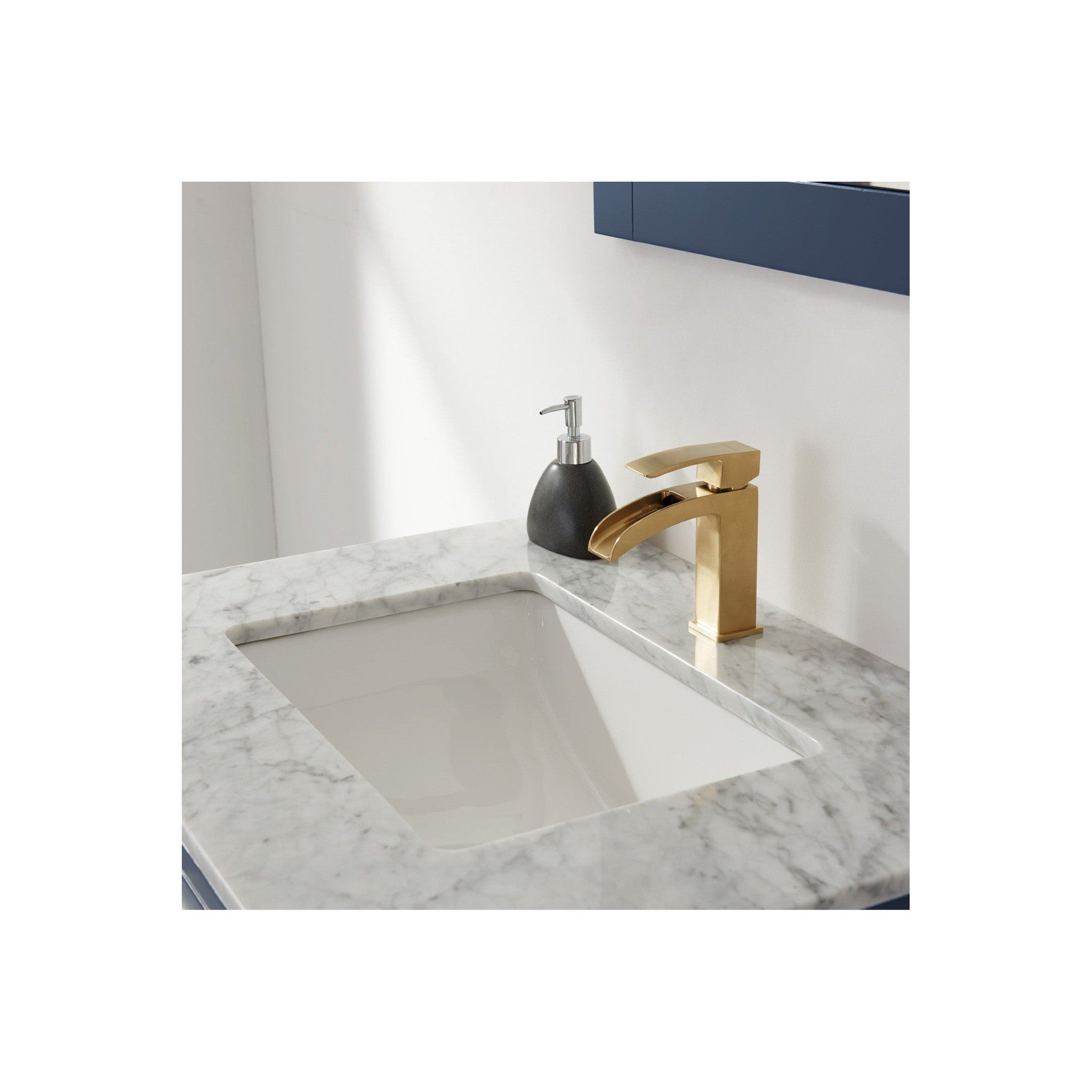 Remi 30" Single Bathroom Vanity Set in Royal Blue and Carrara White Marble Countertop without Mirror