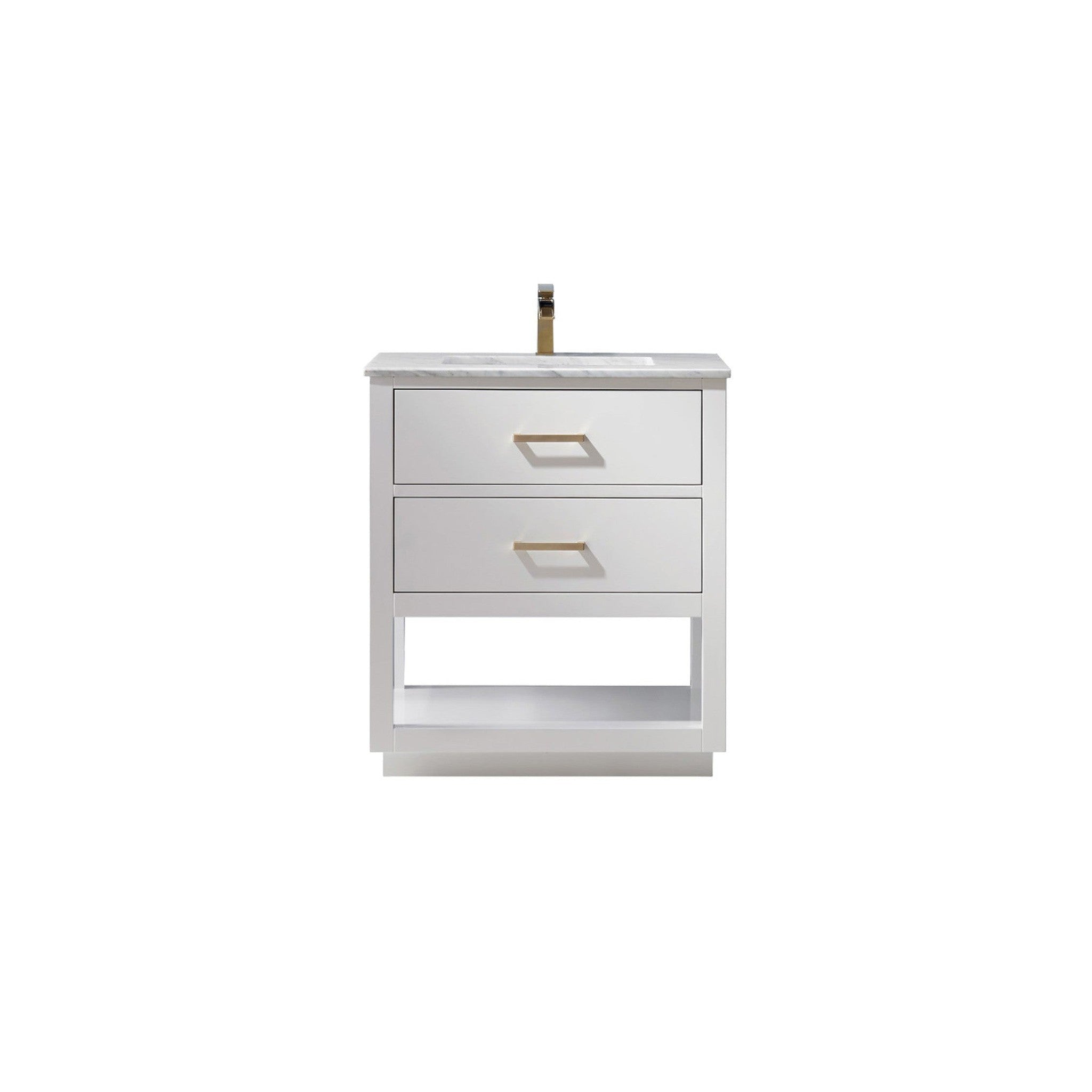 Remi 30" Single Bathroom Vanity Set in White and Carrara White Marble Countertop without Mirror