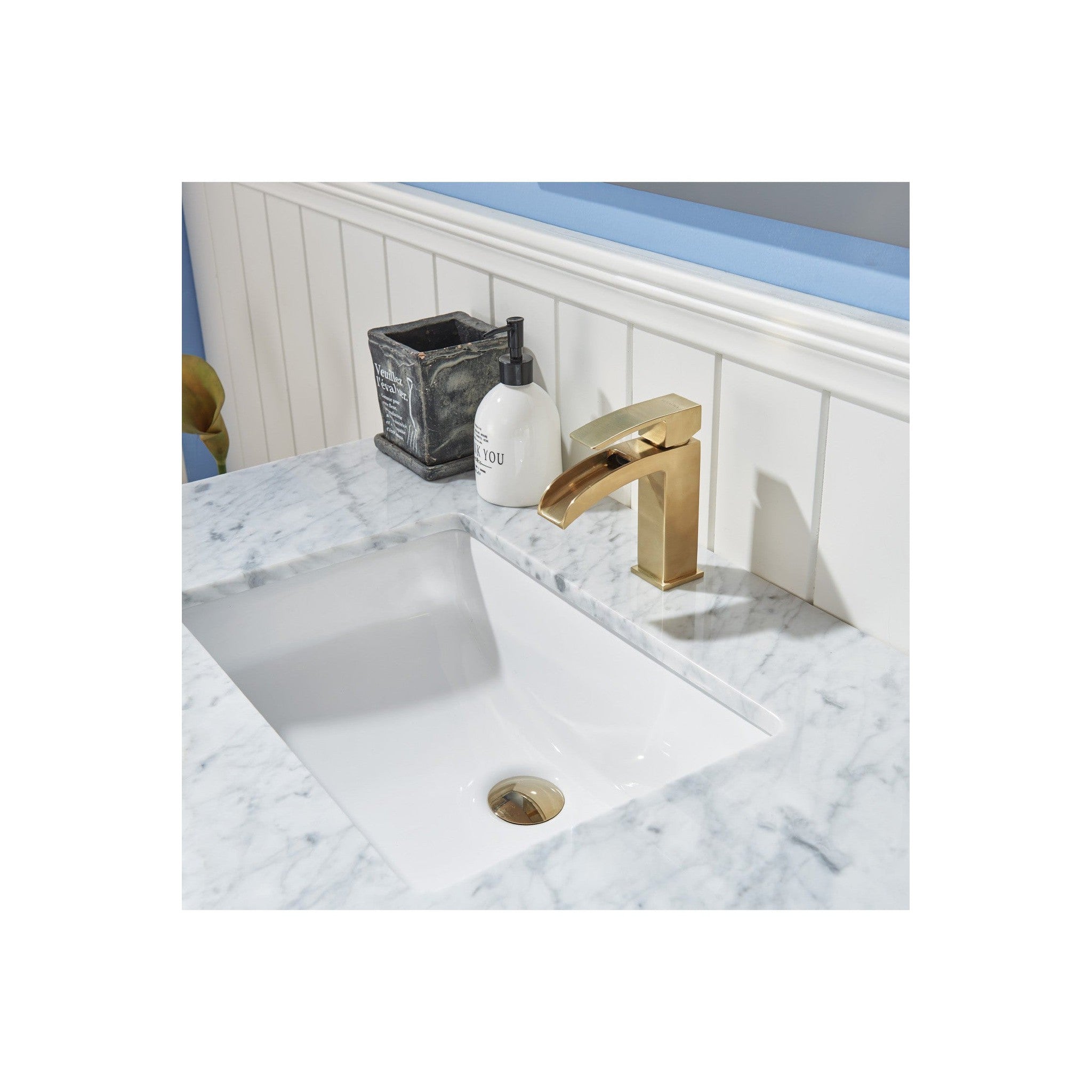 Remi 36" Single Bathroom Vanity Set in Gray and Carrara White Marble Countertop with Mirror