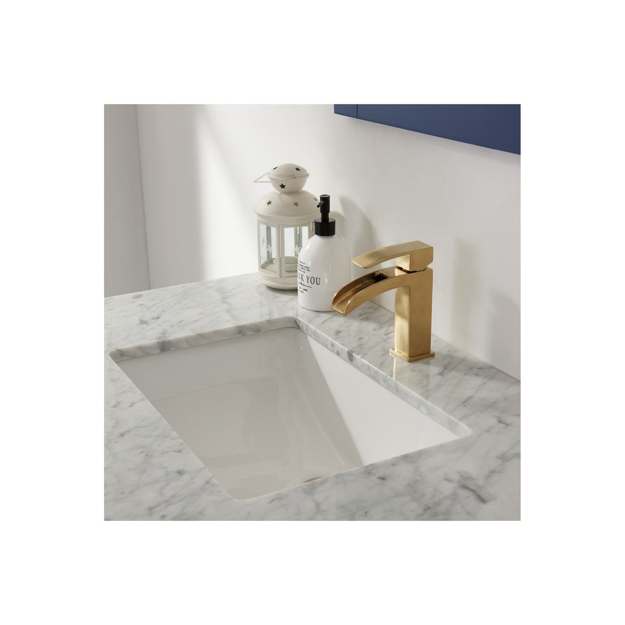 Remi 36" Single Bathroom Vanity Set in Royal Blue and Carrara White Marble Countertop with Mirror