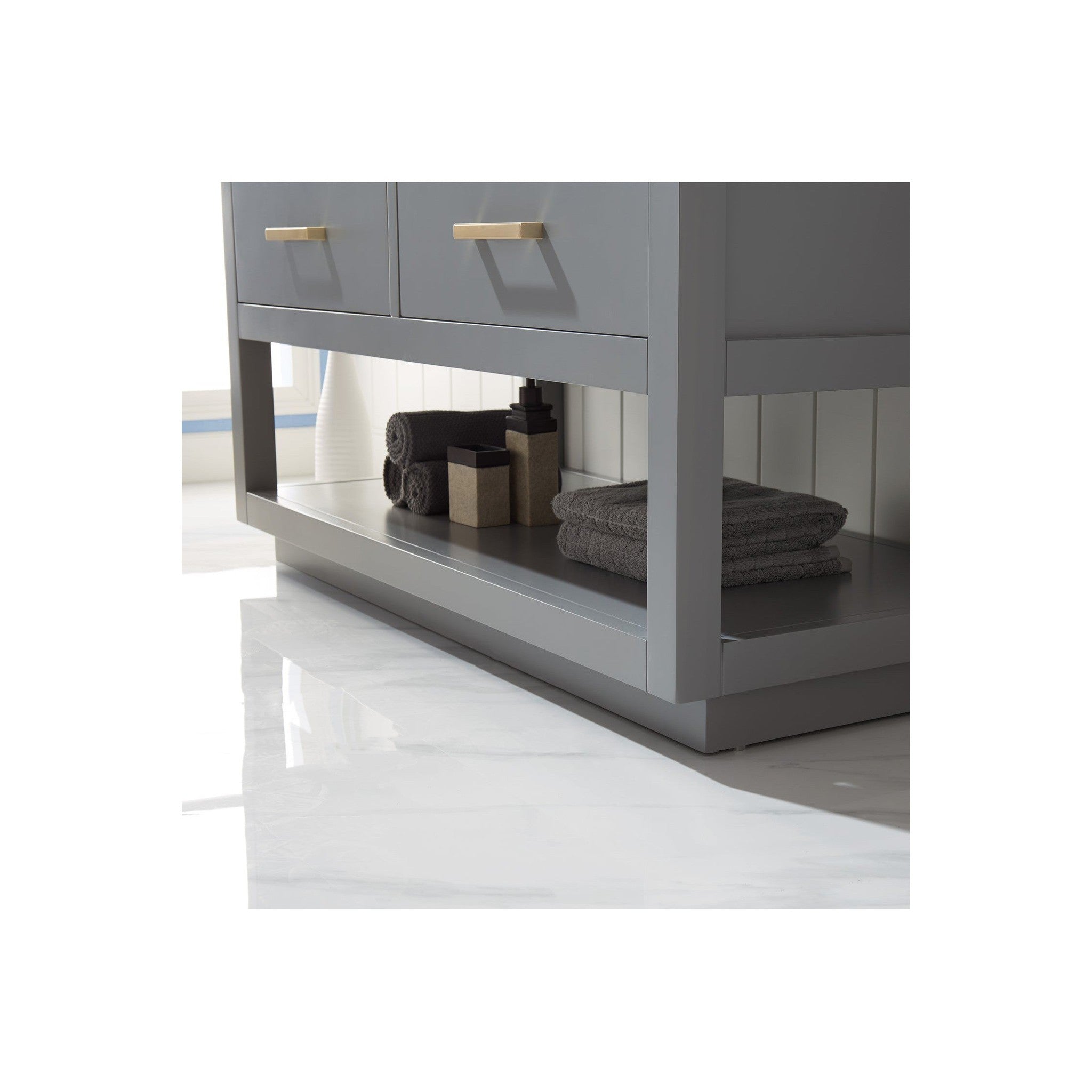 Remi 48" Single Bathroom Vanity Set in Gray and Carrara White Marble Countertop without Mirror