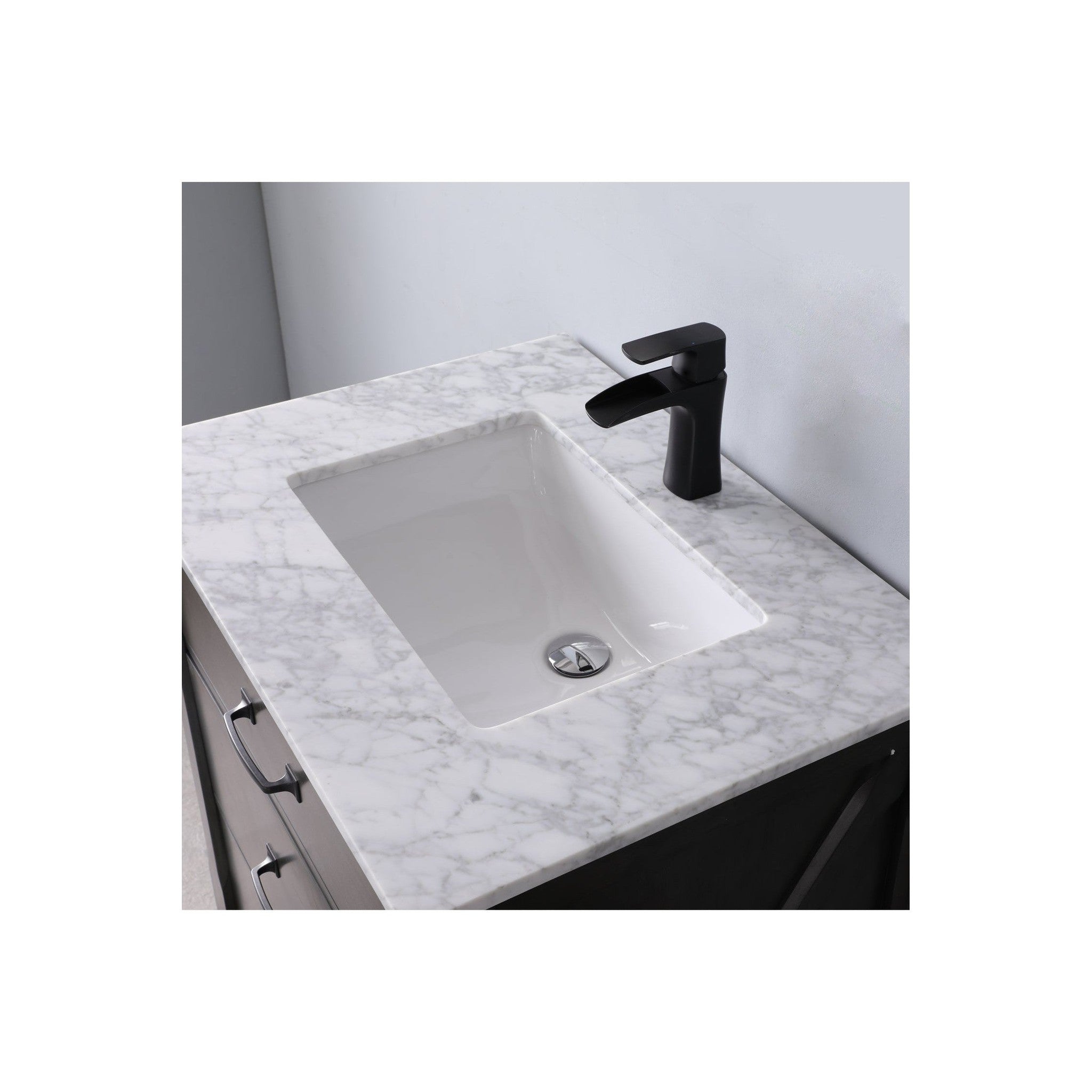 Maribella 30" Single Bathroom Vanity Set in Rust Black and Carrara White Marble Countertop without Mirror