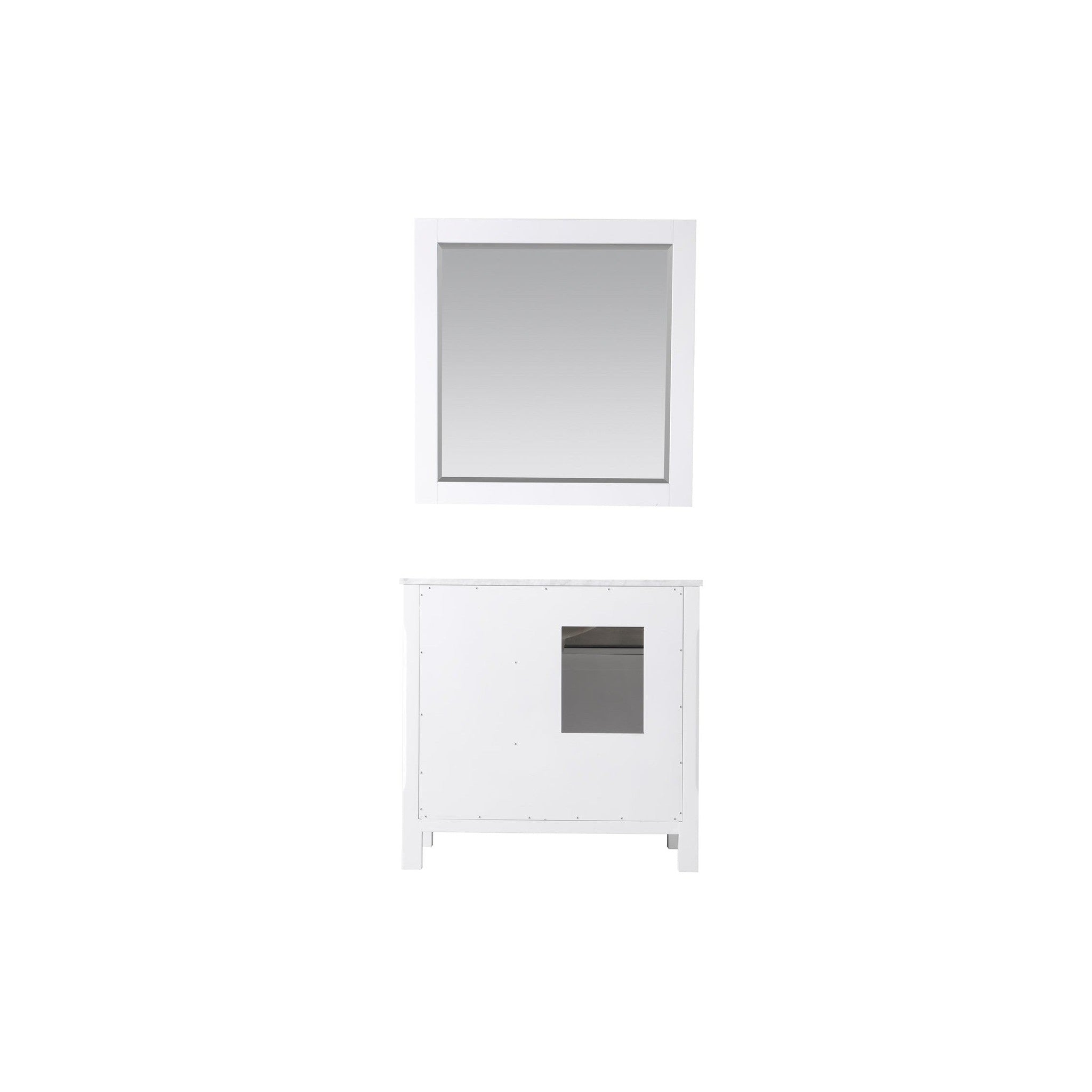 Maribella 36" Single Bathroom Vanity Set in White and Carrara White Marble Countertop with Mirror